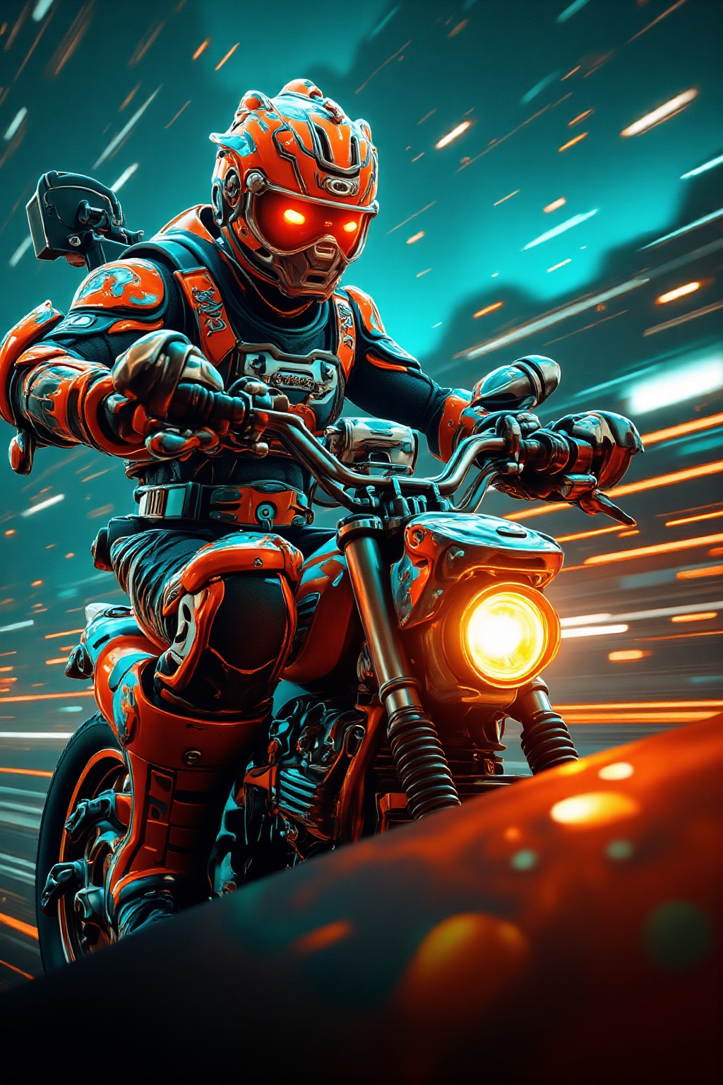 A cinematic masterpiece unfolds: a dynamic,  action-packed shot showcasing a bike,  rendered in meticulous 64k ultra-high...