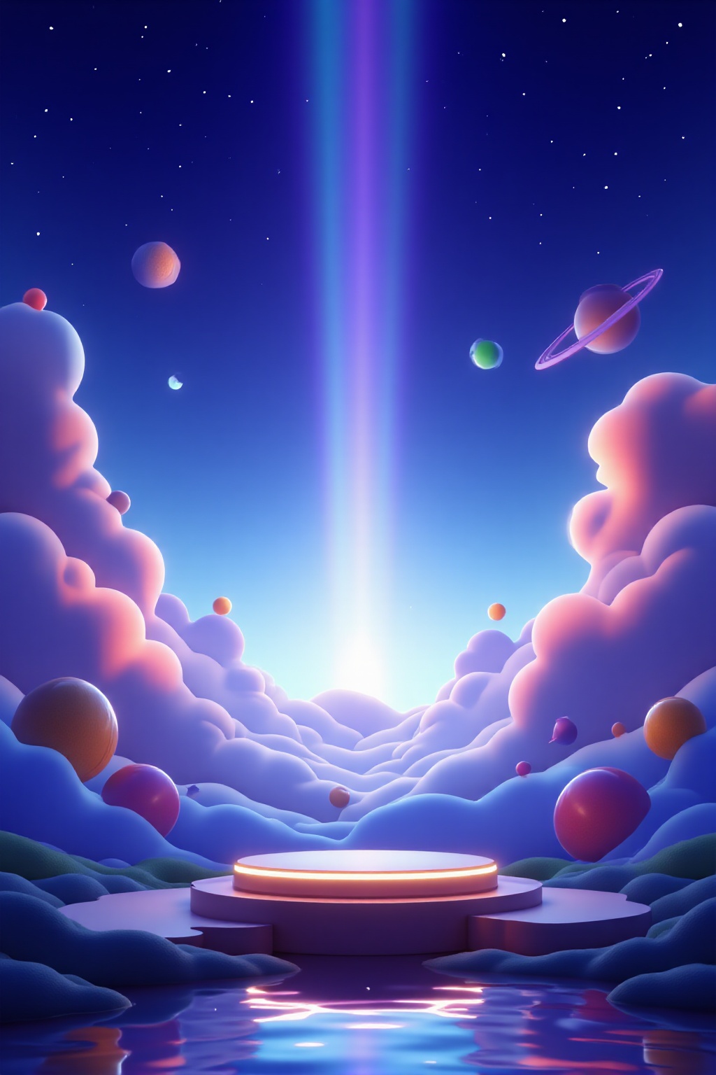 3D\(hubgstyle)\,  a round podium on the ground in the middle,  cosmos theme on Tensor.Art