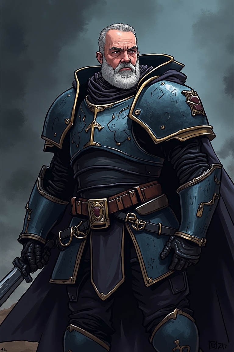 A cartoon drawing of Highly detailed and realistic fantasy character in a dramatic shot. Epic cinematic depiction of a ver...