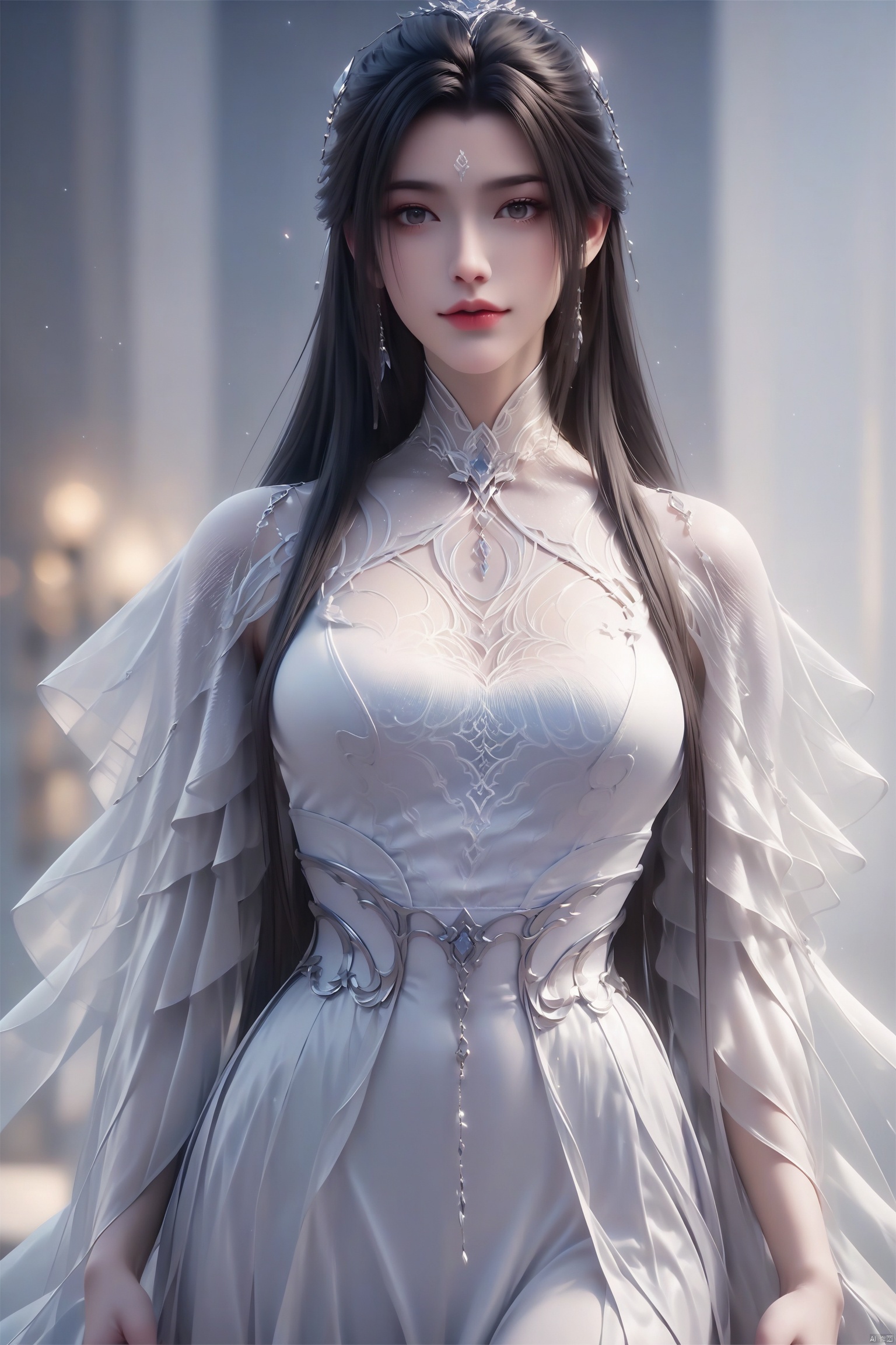 score_9, score_8_up, score_7_up,highly detailed digital,1girl, solo, long hair, breasts, up body,looking at viewer,dress 