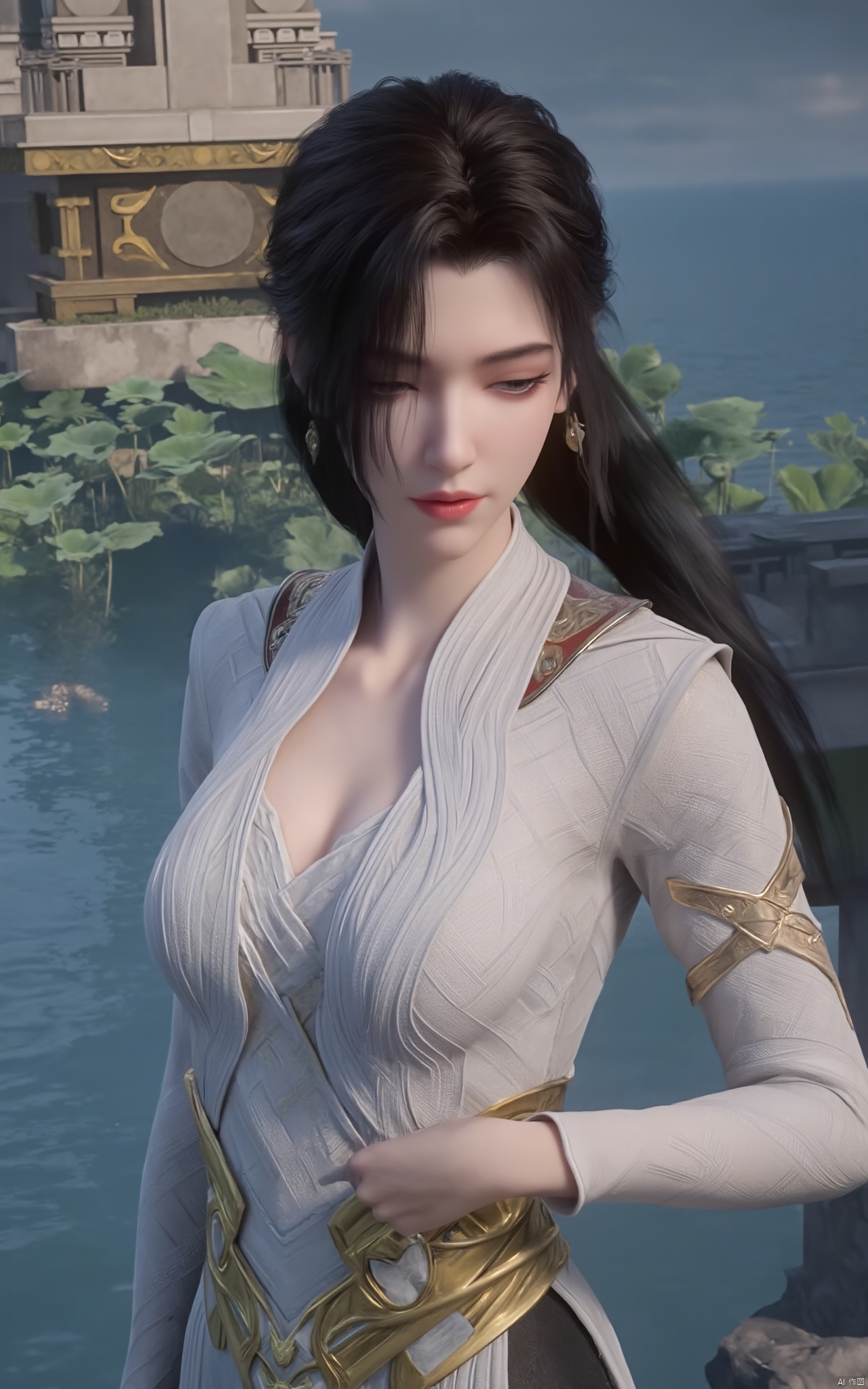 Masterpiece, the best quality, high quality,1girl,(huge breasts:1.69),(pink lotus flowers:1.29),Xlinyuling
