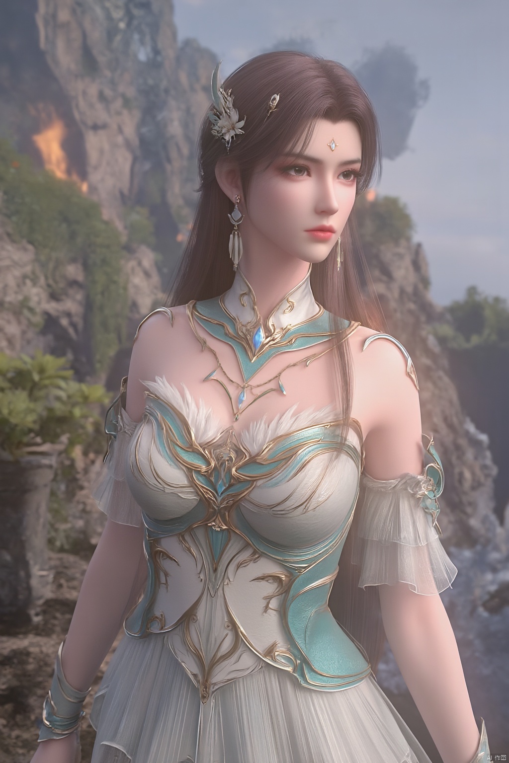 masterpiece,(best quality),official art, extremely detailed cg 8k wallpaper,((crystalstexture skin)), (extremely delicate and beautiful),(highly detailed),(1girl), (solo), (jewelry), (long_dress), (long_skirt),(sunshine, outdoor),((looking_at_viewer)),((Facing the camera)),(huge breasts:1.59),Xxuner