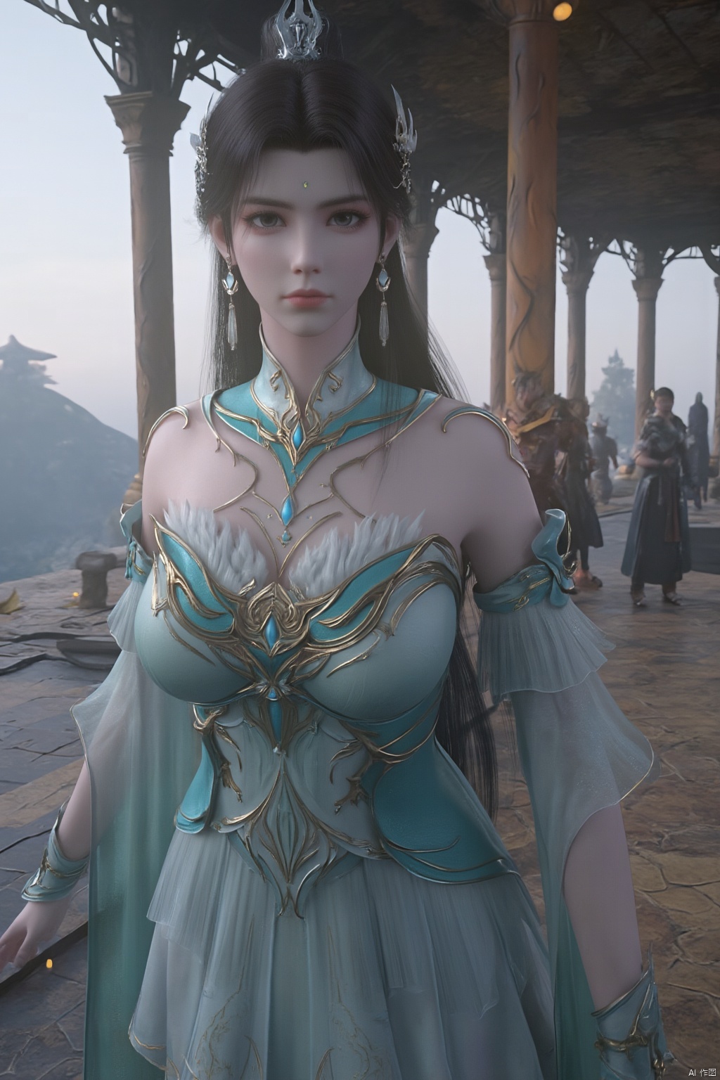 masterpiece,(best quality),official art, extremely detailed cg 8k wallpaper,((crystalstexture skin)), (extremely delicate and beautiful),(highly detailed),(1girl), (solo), (jewelry), (long_dress), (long_skirt),(sunshine, outdoor),((looking_at_viewer)),((Facing the camera)),(huge breasts:1.59),Xxuner