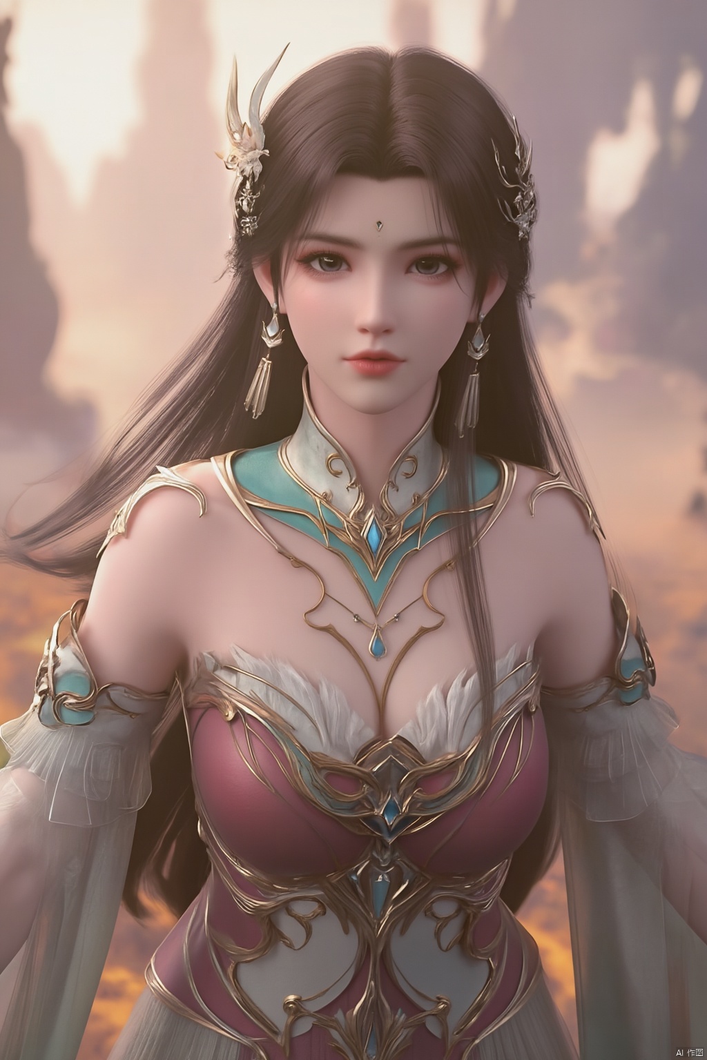 masterpiece,(best quality),official art, extremely detailed cg 8k wallpaper,((crystalstexture skin)), (extremely delicate and beautiful),(highly detailed),(1girl), (solo), (jewelry), (long_dress), (full body,long_skirt),(sunshine, outdoor),((looking_at_viewer)),((Facing the camera)),(huge breasts:1.59),Xxuner