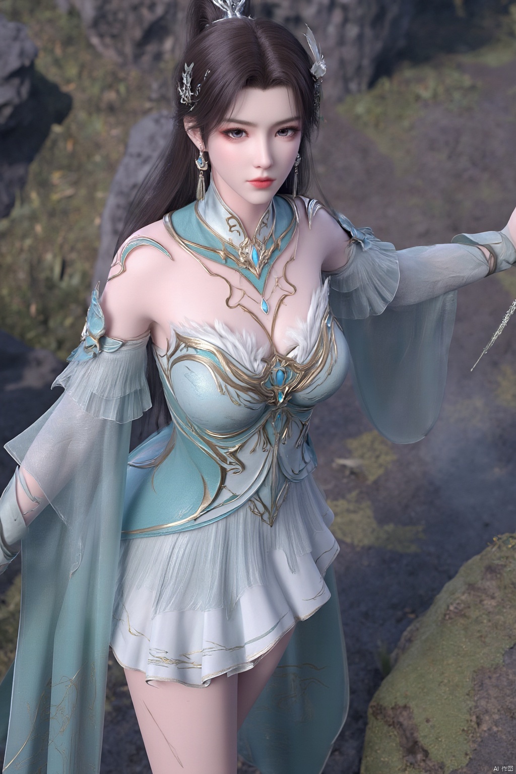 masterpiece,(best quality),official art, extremely detailed cg 8k wallpaper,((crystalstexture skin)), (extremely delicate and beautiful),(highly detailed),(1girl), (solo), (jewelry), (long_dress), (long_skirt),(sunshine, outdoor),((looking_at_viewer)),((Facing the camera)),(huge breasts:1.59),Xxuner