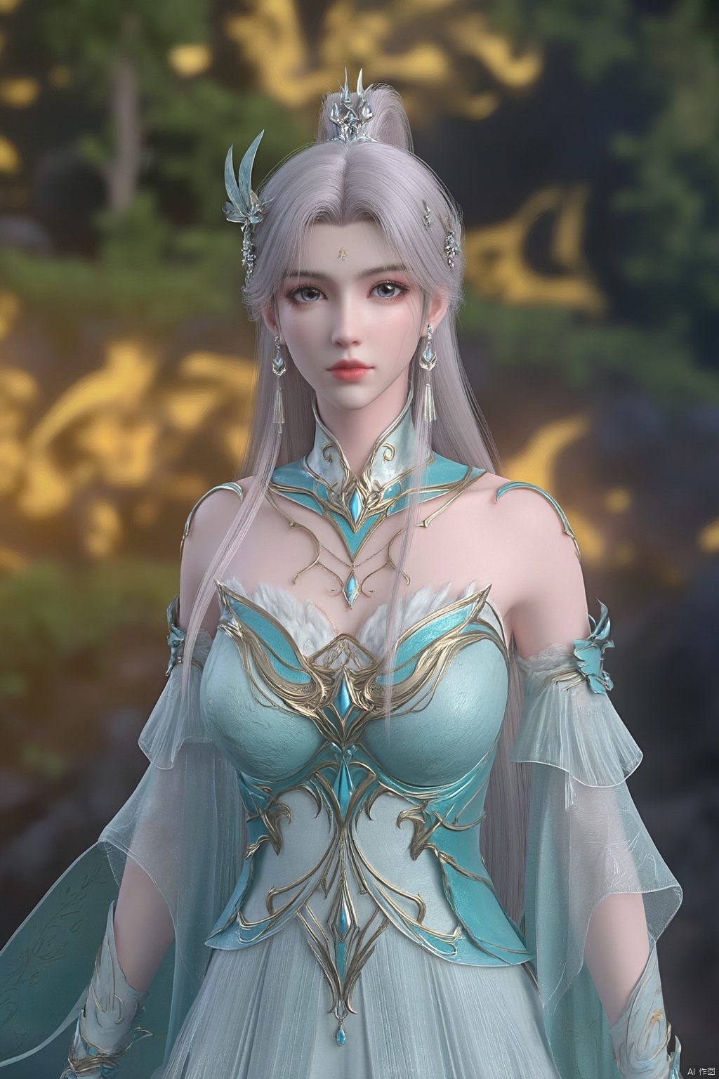 masterpiece,(best quality),official art, extremely detailed cg 8k wallpaper,((crystalstexture skin)), (extremely delicate and beautiful),(highly detailed),(1girl), (solo), (jewelry), (long_dress), (long_skirt),(sunshine, outdoor),((looking_at_viewer)),((Facing the camera)),(huge breasts:1.59),Xxuner