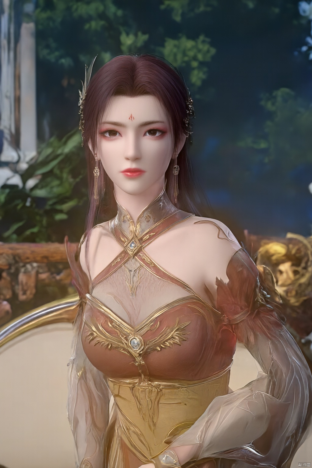 masterpiece,(best quality),official art, extremely detailed cg 8k wallpaper,((crystalstexture skin)), (extremely delicate and beautiful),(highly detailed),(1girl), (solo), (jewelry), (long_dress), (long_skirt),(sunshine, outdoor,sofa),((looking_at_viewer)),((Facing the camera)),(huge breasts:1.59),Xxuner