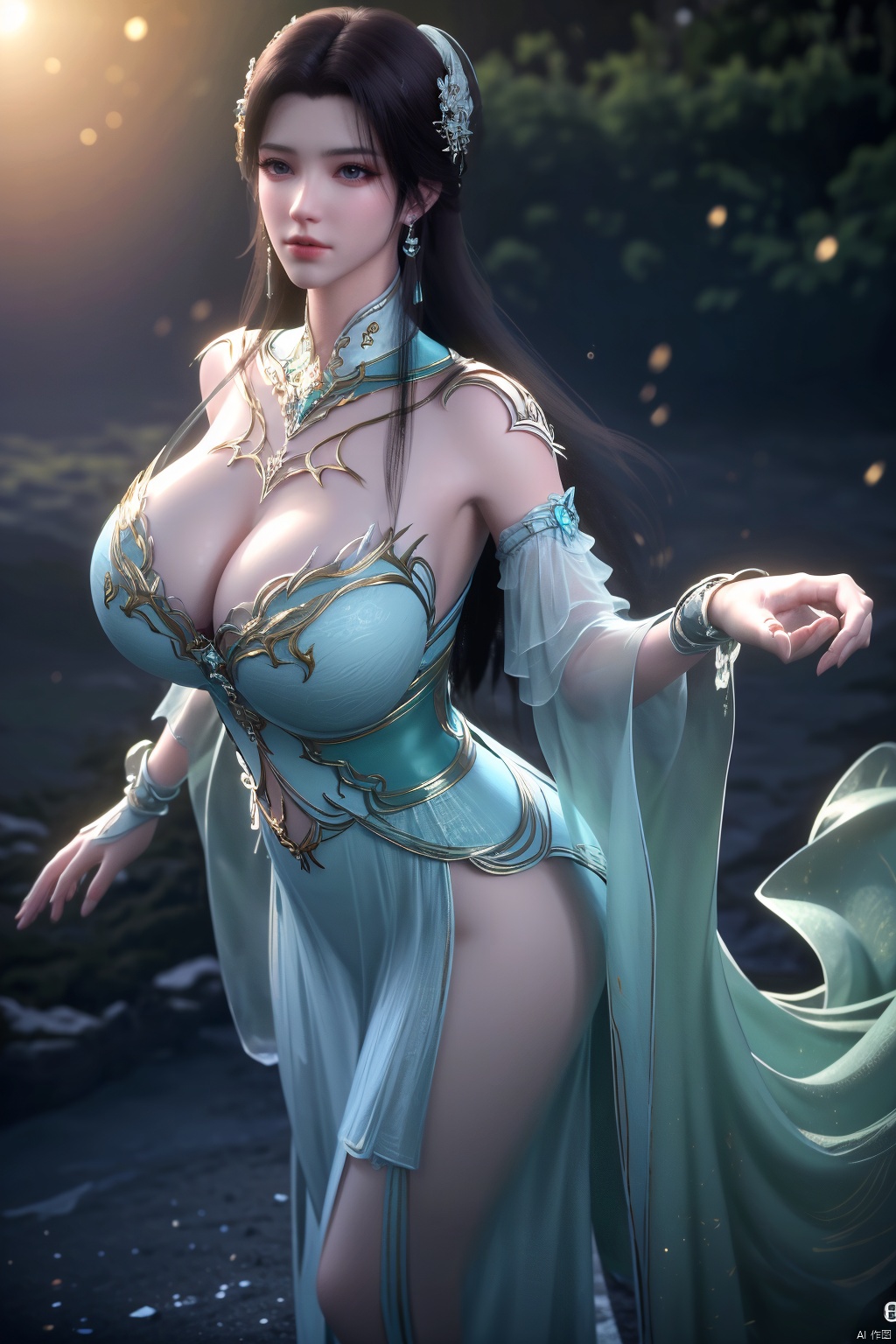 masterpiece,(best quality),official art, extremely detailed cg 8k wallpaper,((crystalstexture skin)), (extremely delicate and beautiful),(highly detailed),(1girl), (solo), (jewelry), (long_dress), (long_skirt),(sunshine, outdoor),((looking_at_viewer)),((Facing the camera)),(huge breasts:1.59),Xxuner,Xlingyuling,Xmoli