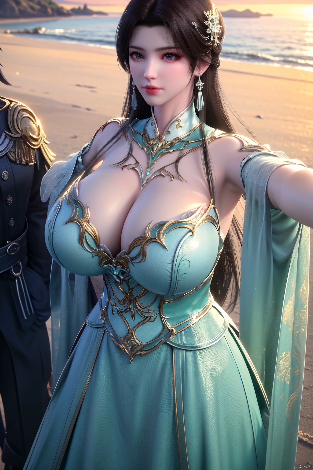 masterpiece,(best quality),official art, extremely detailed cg 8k wallpaper,((crystalstexture skin)), (extremely delicate and beautiful),(highly detailed),(1girl), (solo), (jewelry), (long_dress), (long_skirt),(sunshine, outdoor),((looking_at_viewer)),((Facing the camera)),(huge breasts:1.59),Xxuner,Xlingyuling,Xmoli