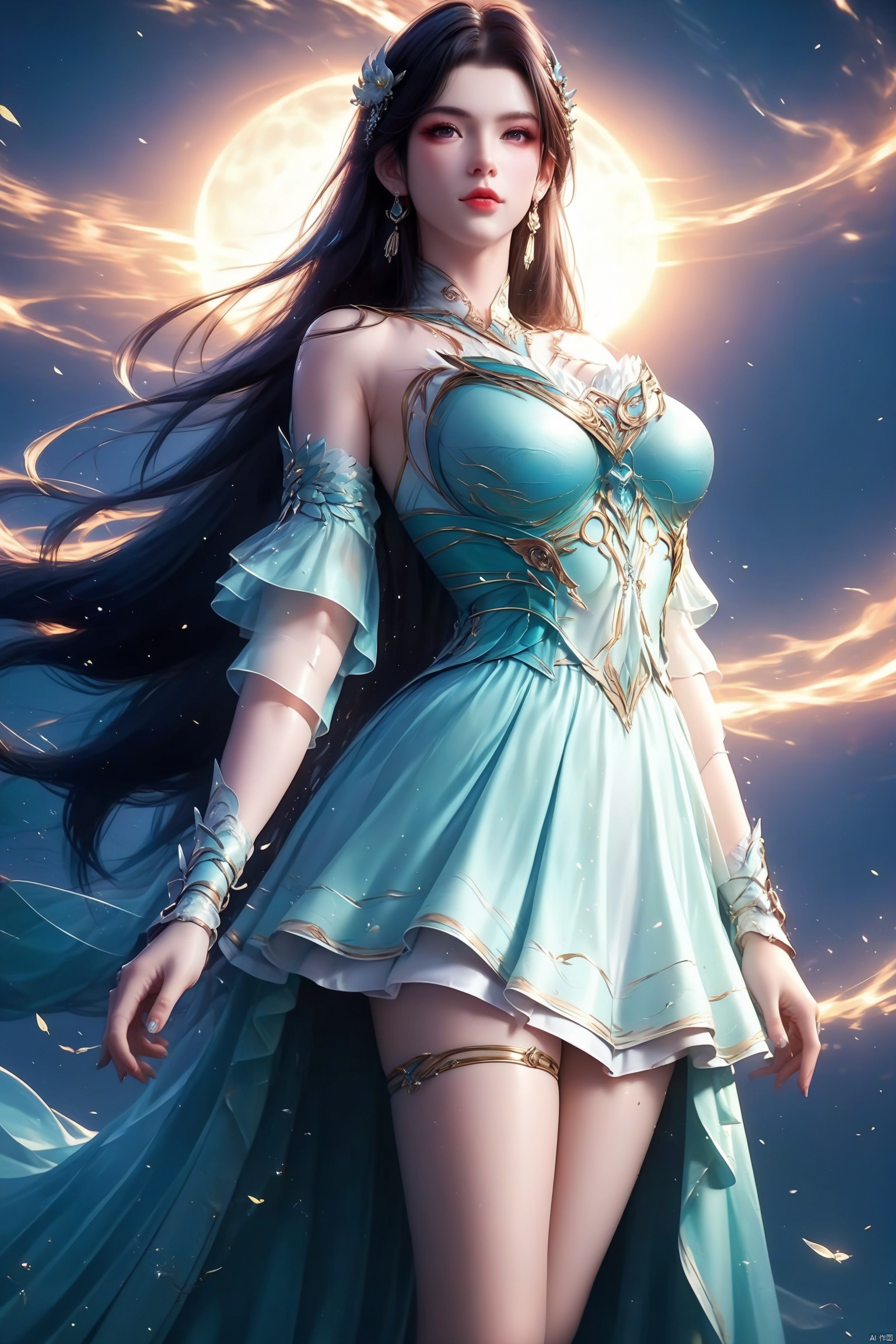 score_9, score_8_up, score_7_up,highly detailed digital,1girl, solo, long hair, breasts, up body,looking at viewer,dress 