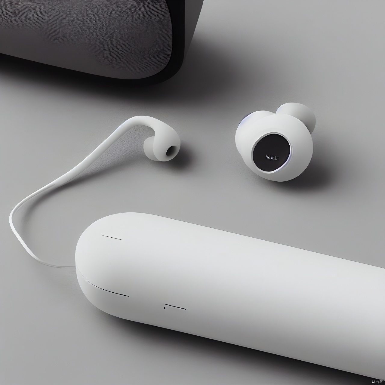 a headset product design , industrial design, product rendering, minimalism.