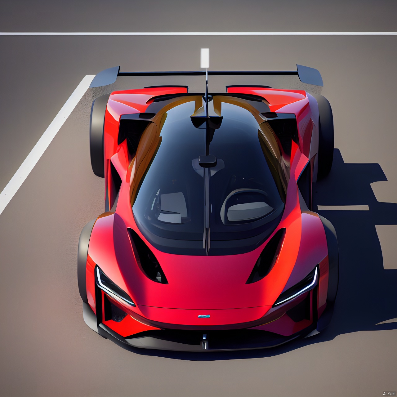outdoors, no humans, shadow, ground vehicle, motor vehicle, car, road, vehicle focus, sports car