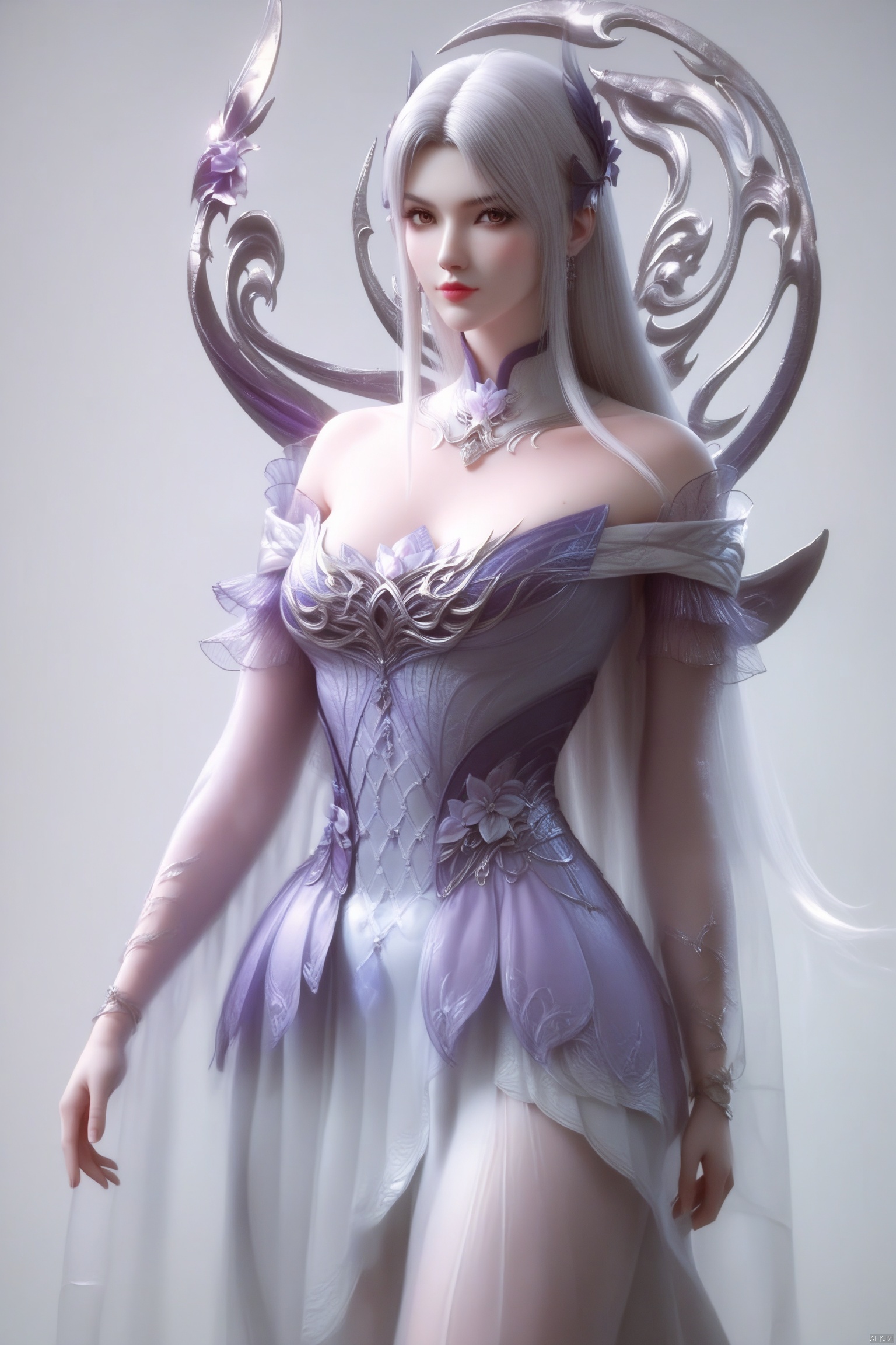 score_9, score_8_up, score_7_up,highly detailed digital,1girl, solo, long hair, breasts, up body,looking at viewer,dress 