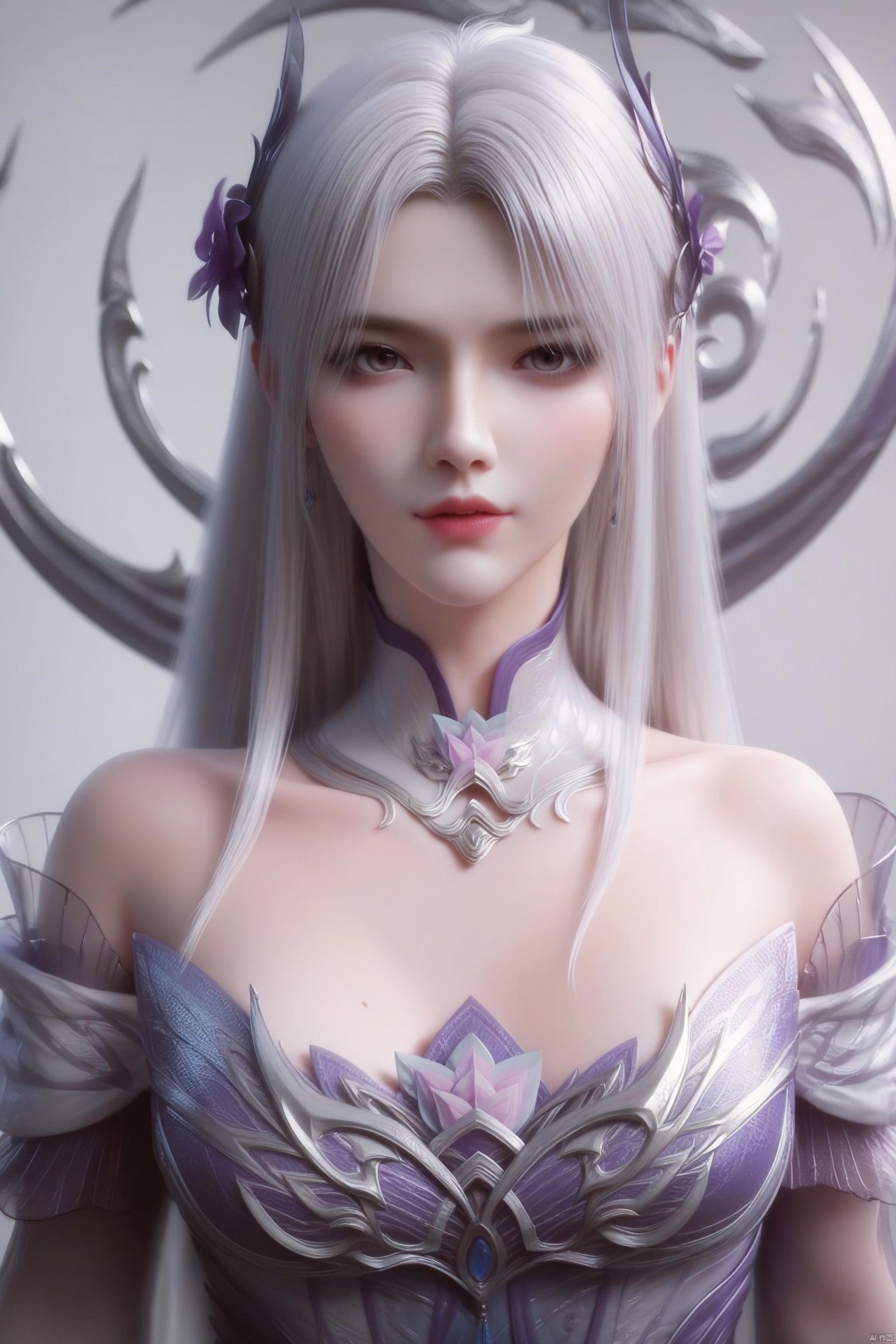 score_9, score_8_up, score_7_up,highly detailed digital,1girl, solo, long hair, breasts, up body,looking at viewer,dress 