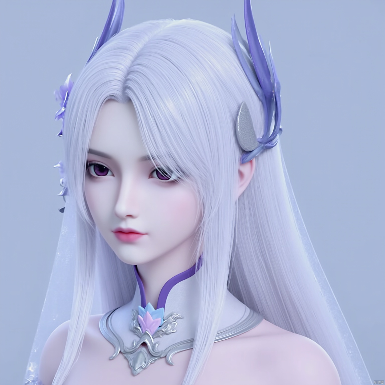 1girl,white hair,(white veil:1.5)