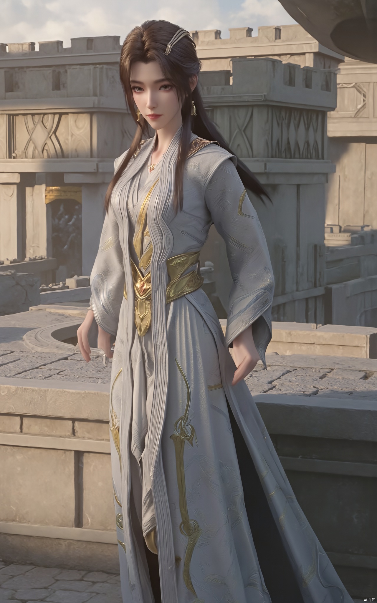 masterpiece,(best quality),official art, extremely detailed cg 8k wallpaper,((crystalstexture skin)), (extremely delicate and beautiful),(highly detailed),(1girl), (solo), (jewelry), (long_dress), (long_skirt),(sunshine, outdoor),((looking_at_viewer)),((Facing the camera)),(huge breasts:1.59),Xxuner,Xlingyuling