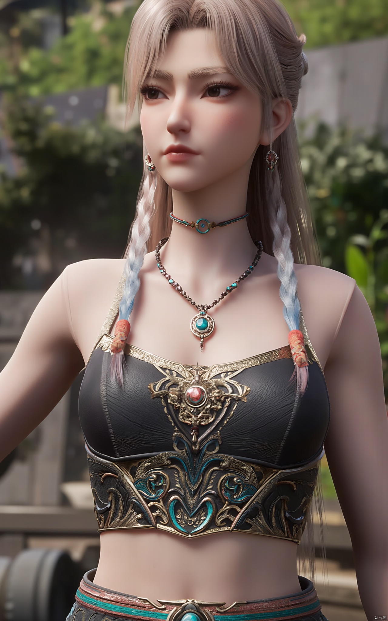 masterpiece,(best quality),official art, extremely detailed cg 8k wallpaper,((crystalstexture skin)), (extremely delicate and beautiful),(highly detailed),(1girl), (solo), (jewelry), (long_dress), (long_skirt),(sunshine, outdoor),((looking_at_viewer)),((Facing the camera)),(huge breasts:1.59),Xxuner,Xlingyuling,Xmoli