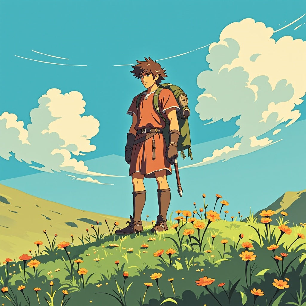 a hero standing on a hill on Tensor.Art