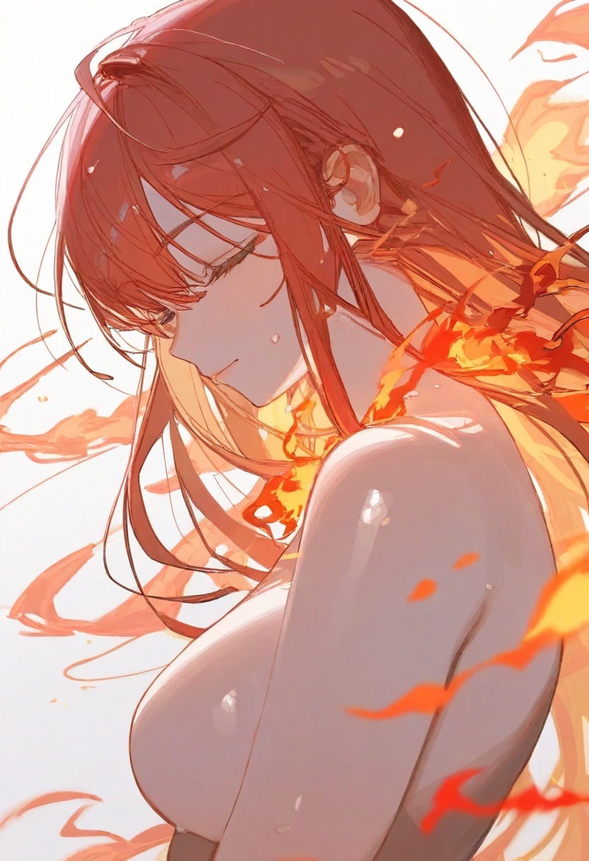 1girl,  closed eyes,  fire on Tensor.Art
