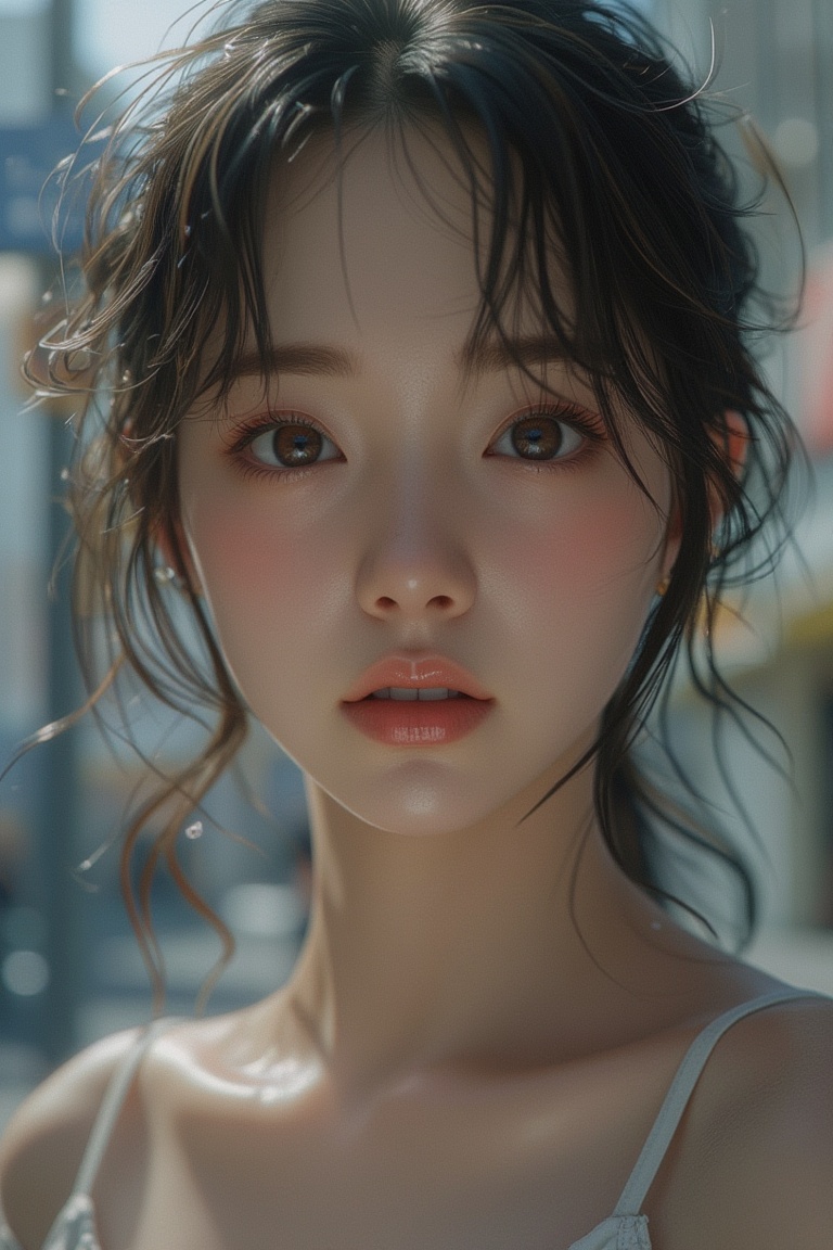 Hyper-realistic anime lady,  close-up face shot,  dull expression on Tensor.Art