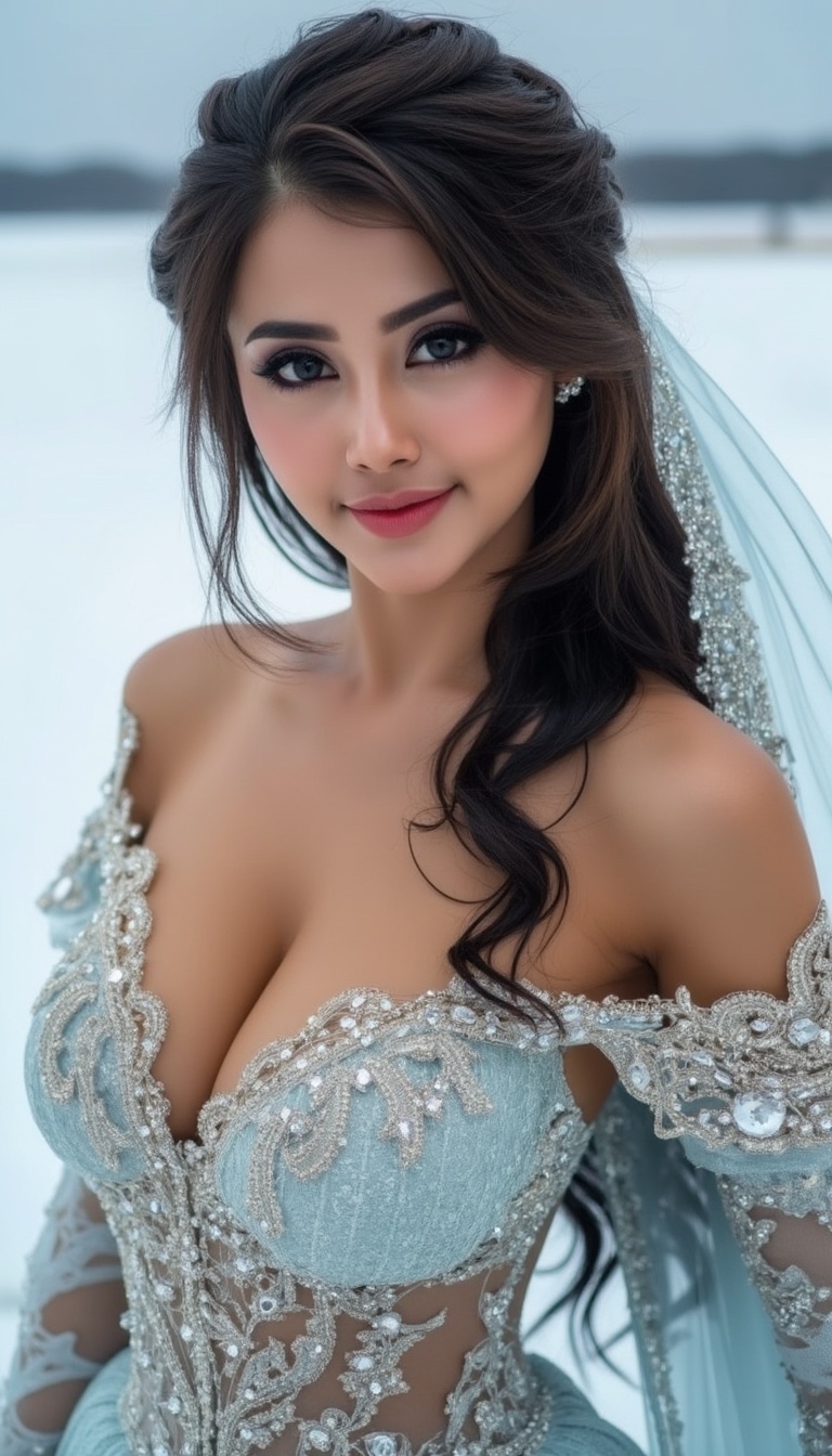 perfect figure beautiful young woman,  smile,  cleavage on Tensor.Art