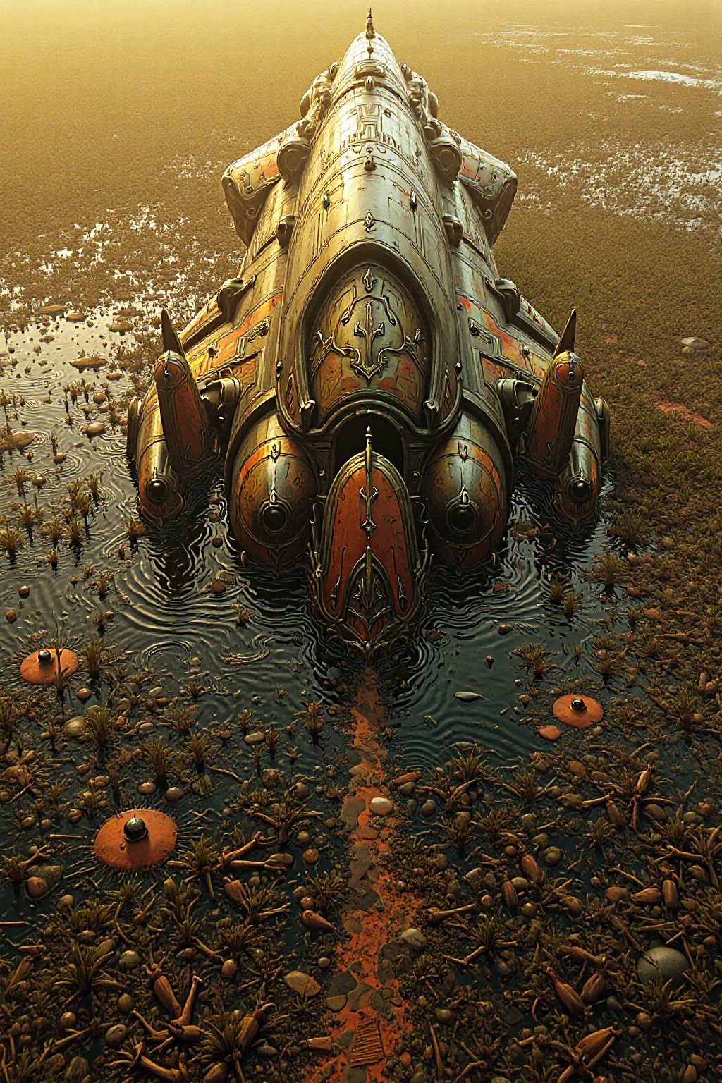 A post-apocalyptic wasteland where remnants of ancient alien civilizations are scattered across the desert. A lone scaveng...