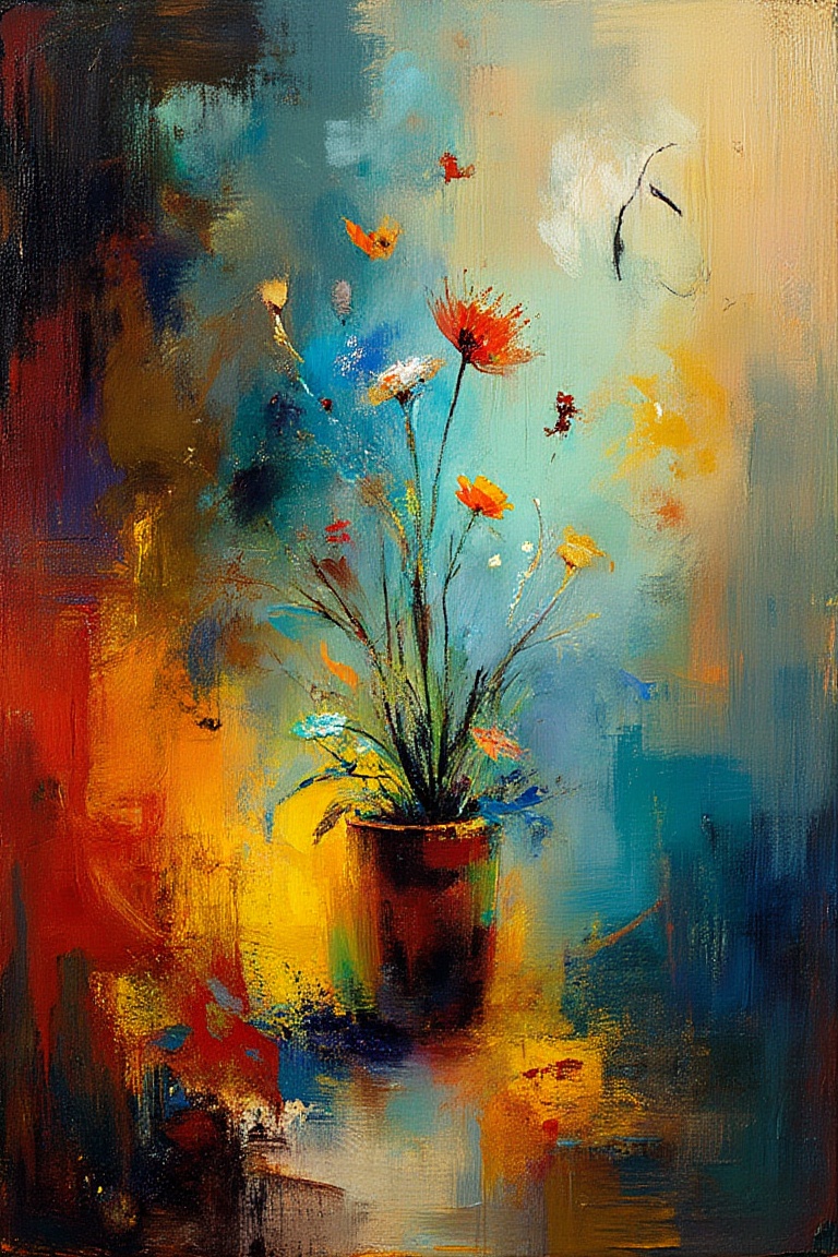 "A fine art oil painting in the style of Symbolism,  reminiscent of Odilon Redon. The scene features a dreamlike compositi...