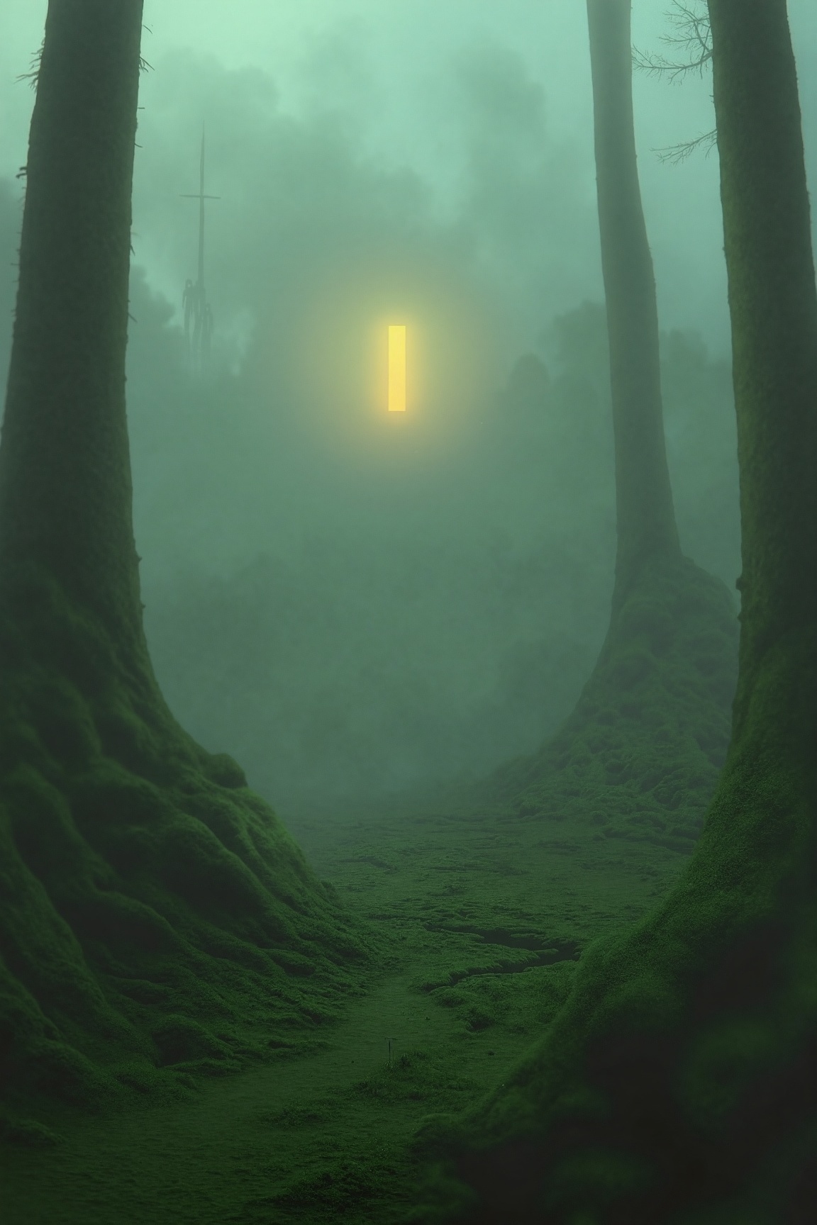 surreal sub-surface liminal space. mossy. dream fog,  otherworldly. dull pastel tones. dreamoeba,  occult symbolism on Ten...