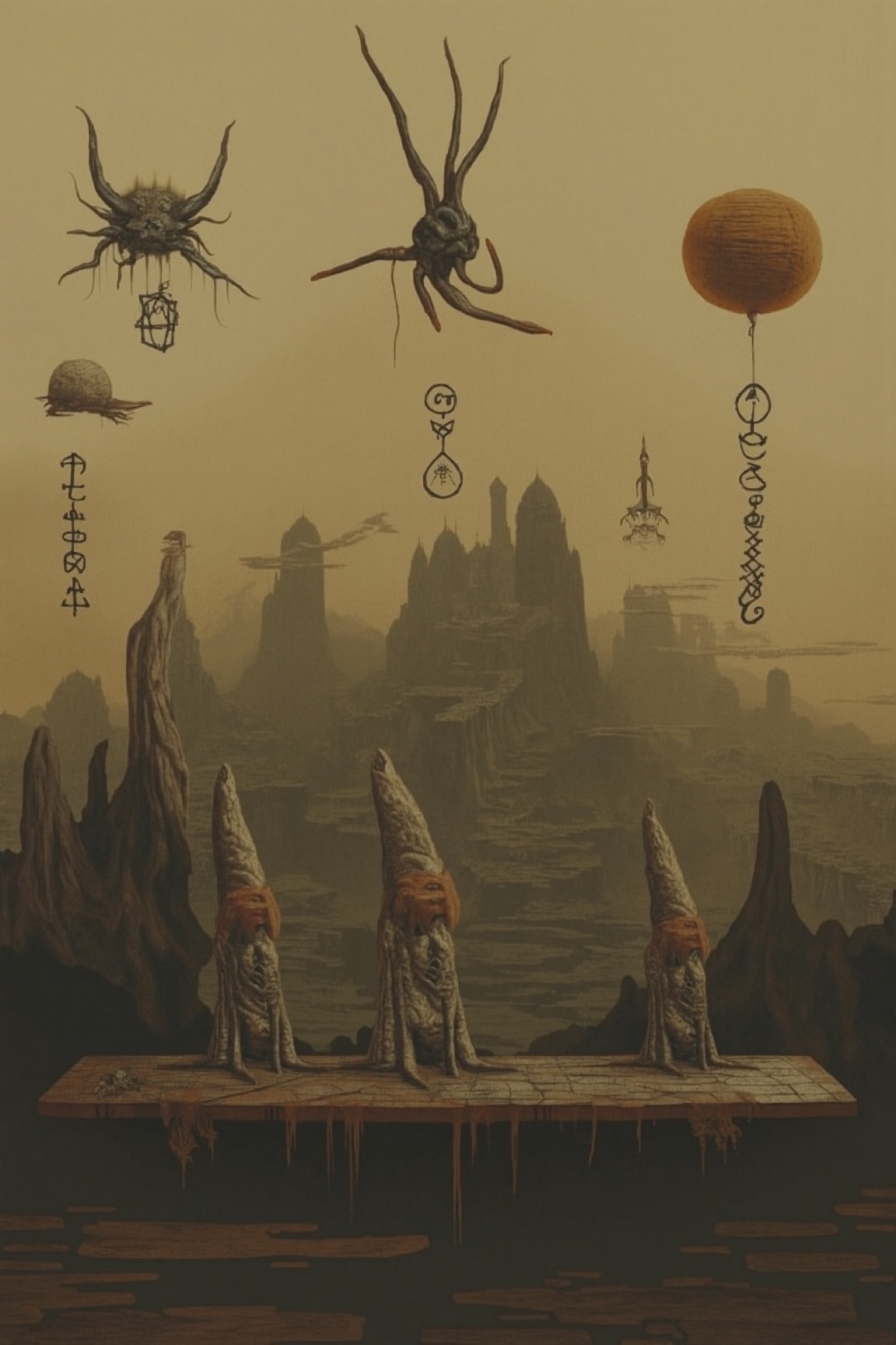 surreal landscape. sublime enigmatic feverdream vision. demonic sigils. alchemical symbols. city of sexually depraved soul...