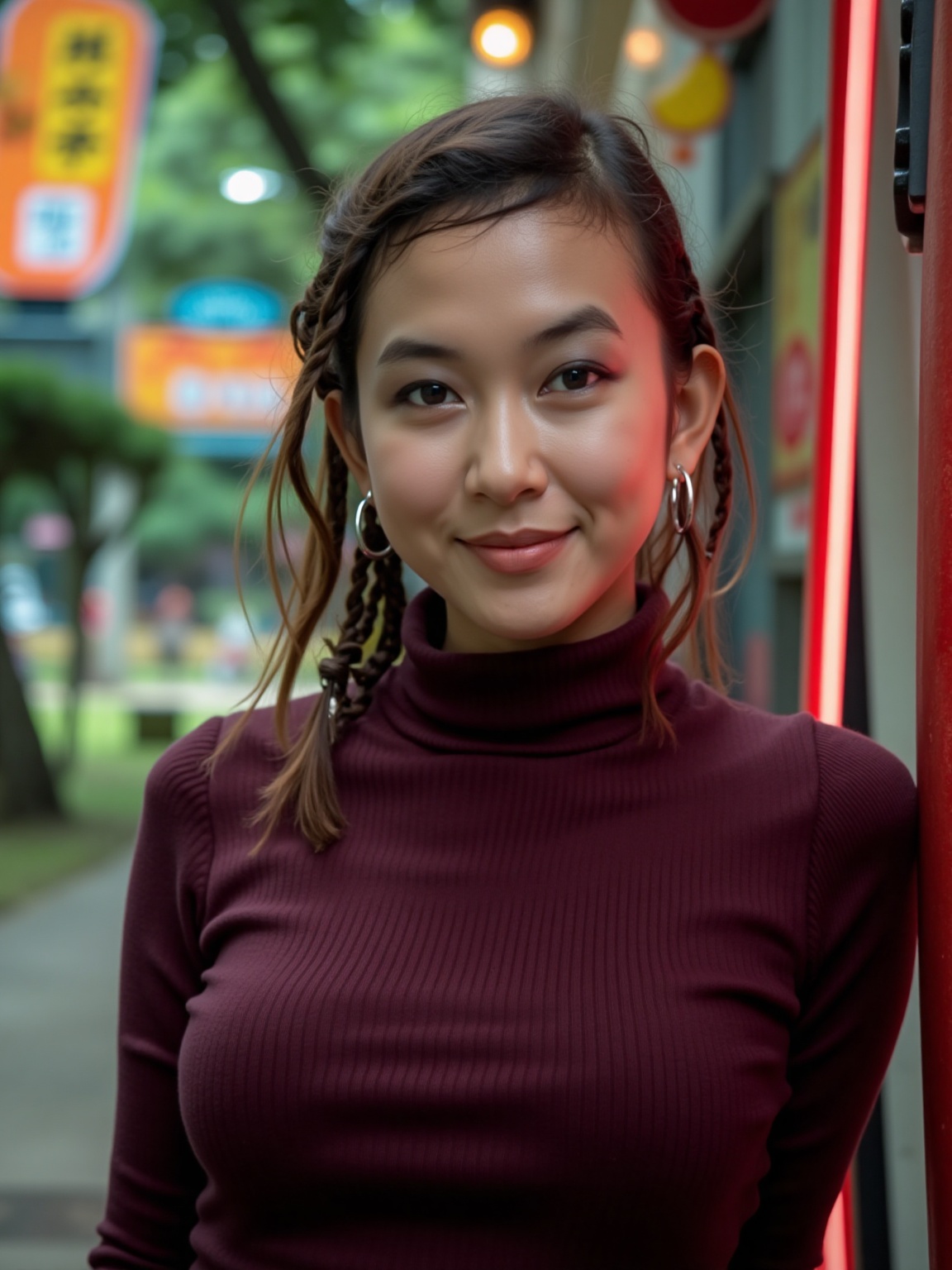 This is a high-quality,  wide close shot,  professional photograph of a young Asian woman on Tensor.Art