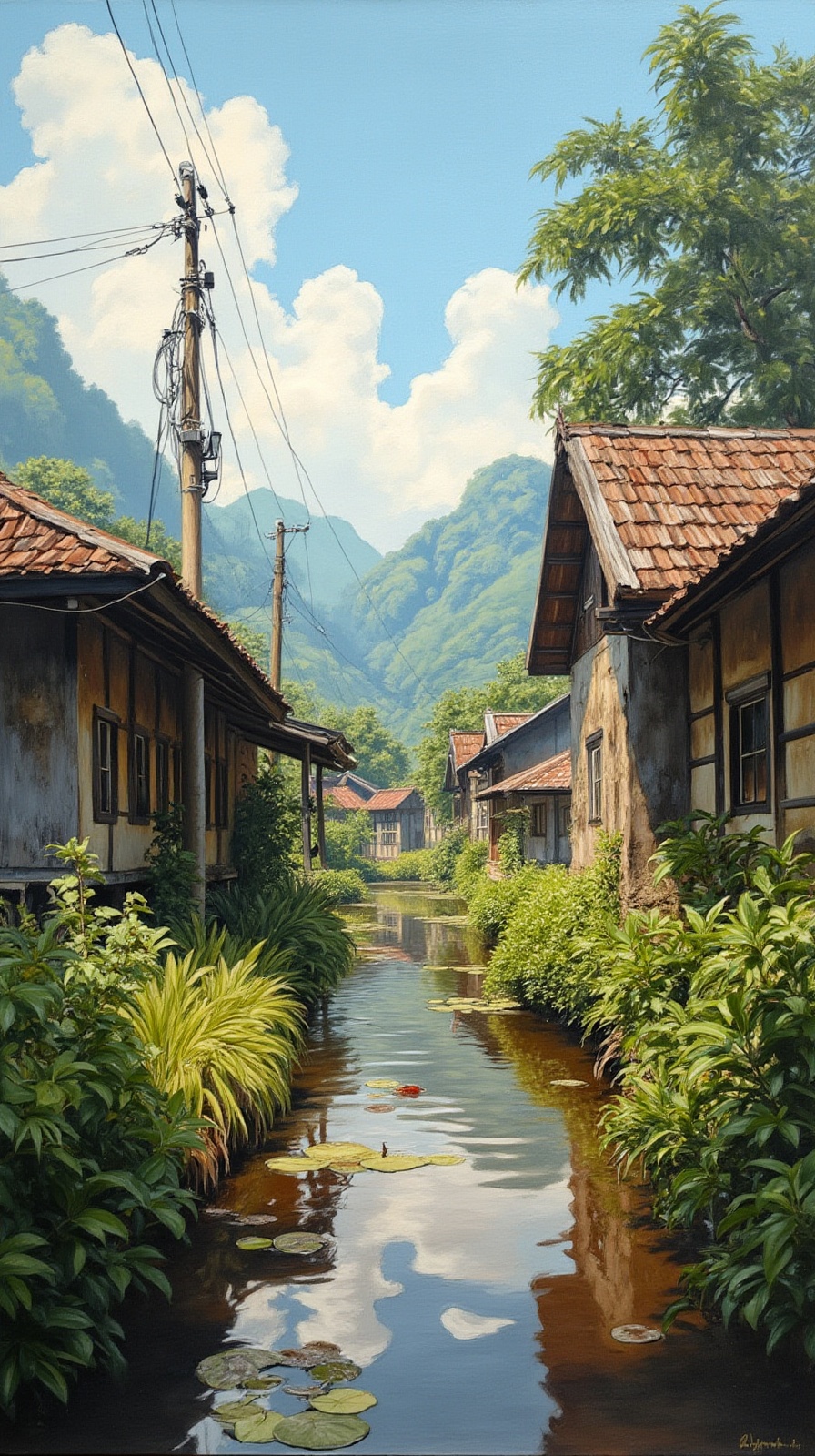 Malay Village circa 1880,  hitamputih by Jarisepuluh on Tensor.Art