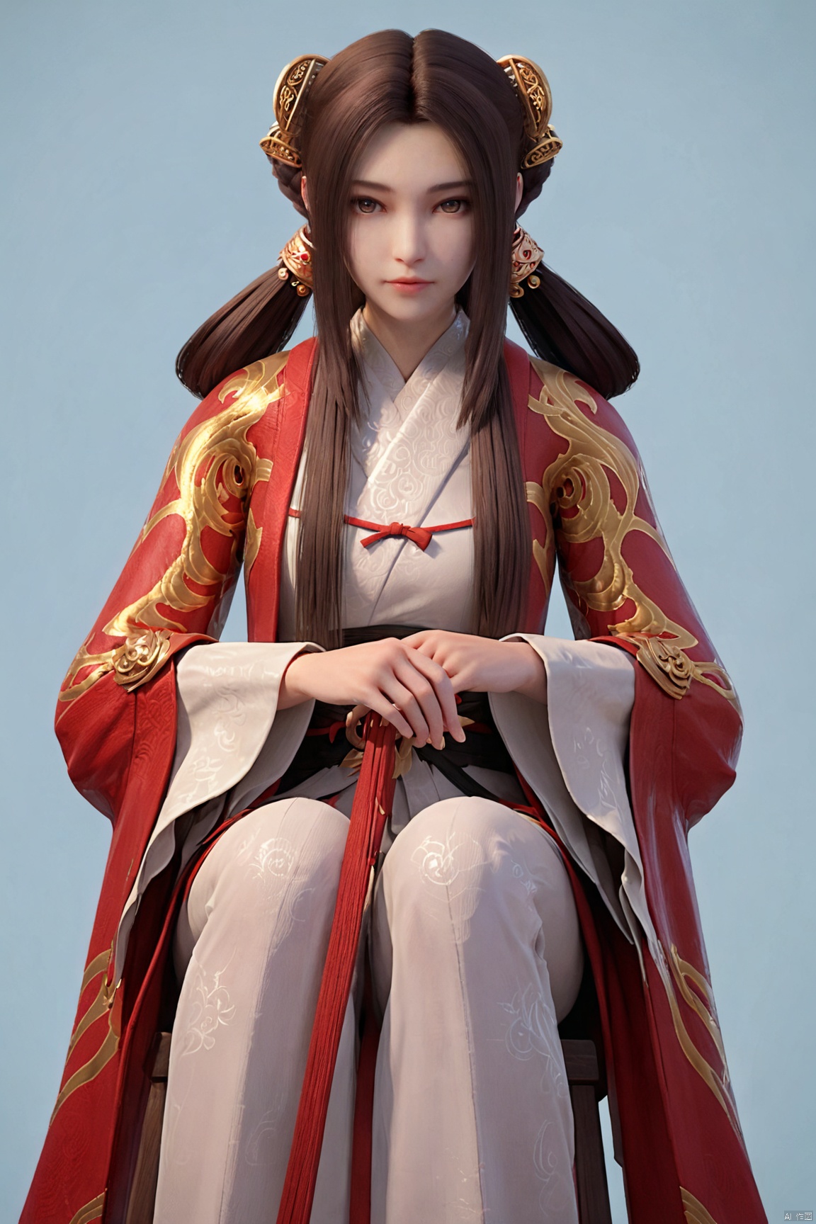 score_9_up,score_8_up,score_7_up,(Clear lines, high definition, Best quality,  masterpiece, 4K),1girl, solo, long hair, brown hair, hair ornament, long sleeves, brown eyes, sitting, wide sleeves, chinese clothes,  bunching_hair , hair rings, realistic, hanfu,QYN