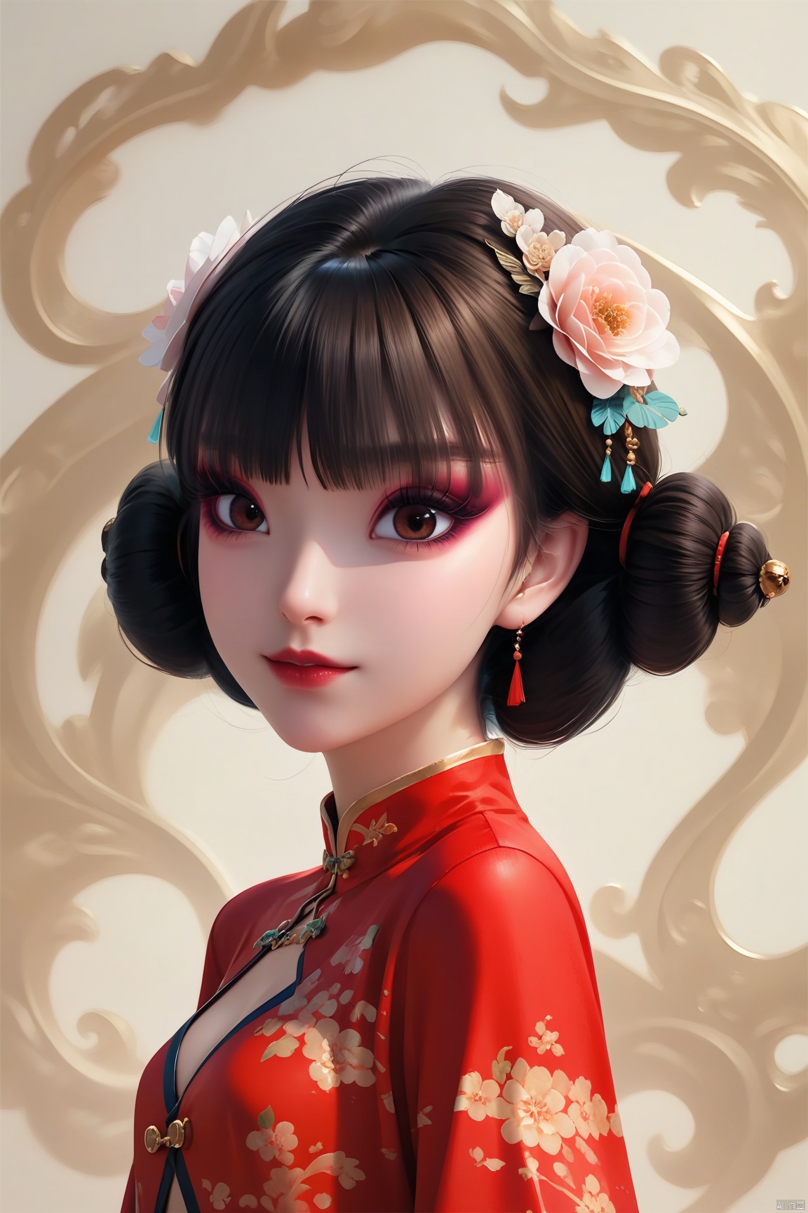 score_9, score_8_up, score_7_up,highly detailed digital,1girl, solo,upper body,looking at viewer,brown hair,hair ornament,chinese clothes,ultra detailed background,ultra detailed background,ultra realistic 8k cg, ,masterpiece,