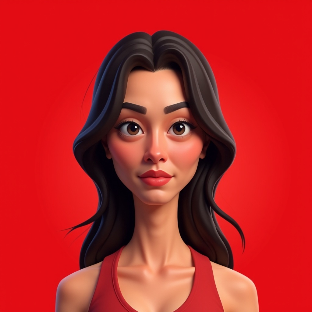 purys0eg,  3D cartoon of (potrait shot) Ashley,  a girl. the background is red on Tensor.Art