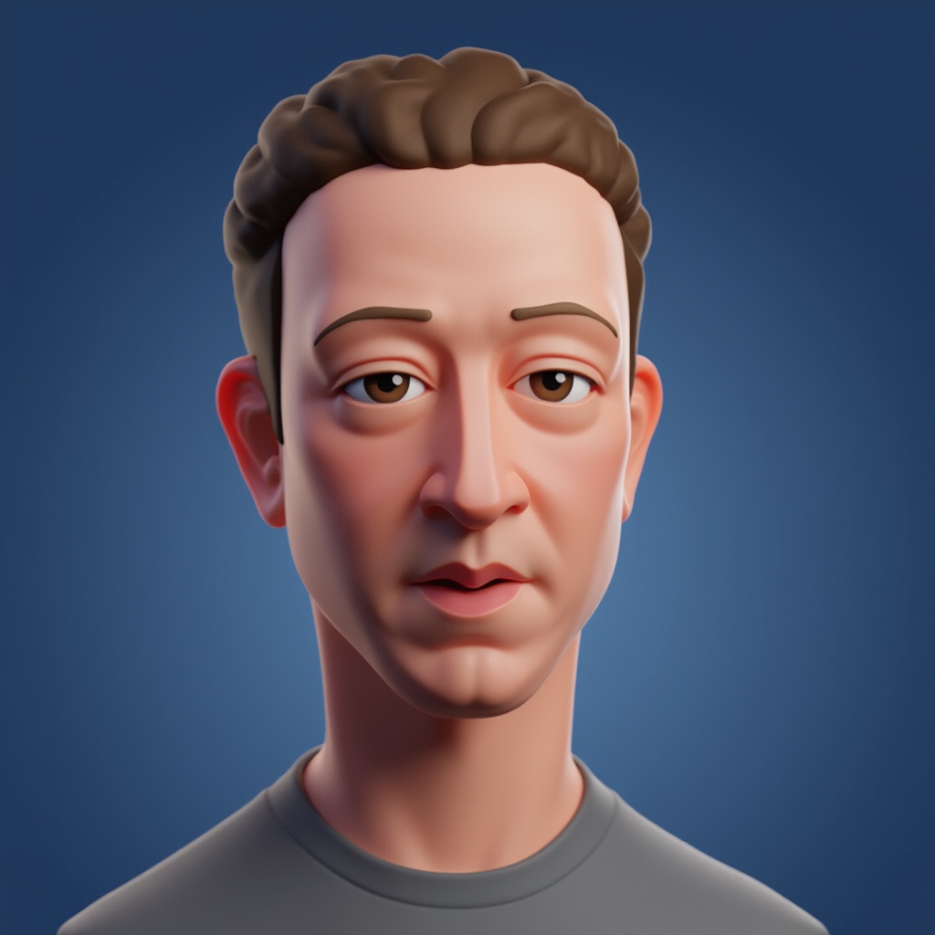purys0eg,  3D cartoon of (potrait shot) Mark Zuckerberg. the background is tosca,  in the style of t0k on Tensor.Art