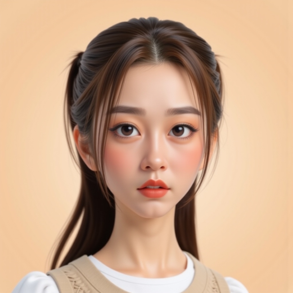 purys0eg,  3D cartoon of (potrait shot) Biyori,  a girl. the background is beige on Tensor.Art