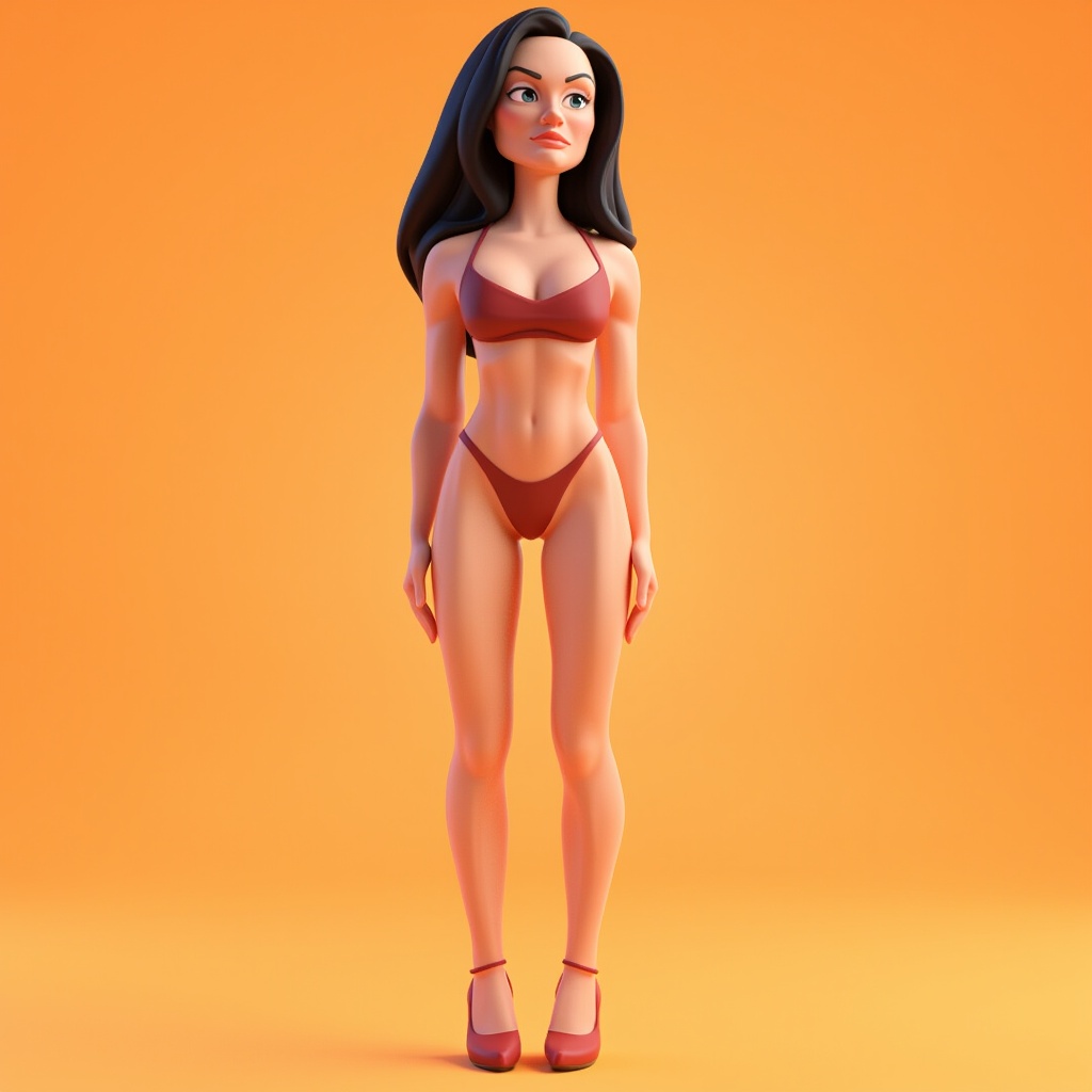 purys0eg,  3D cartoon of (upperbody shot) Angelina Jolie. the background is light orange,  in the style of t0k on Tensor.Art