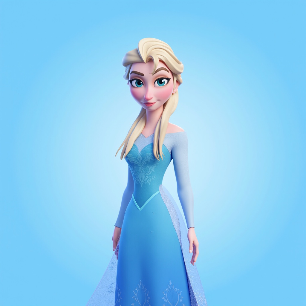 purys0eg,  3D cartoon of (upperbody shot) elsa from frozen. the background is light blue,  in the style of t0k on Tensor.Art