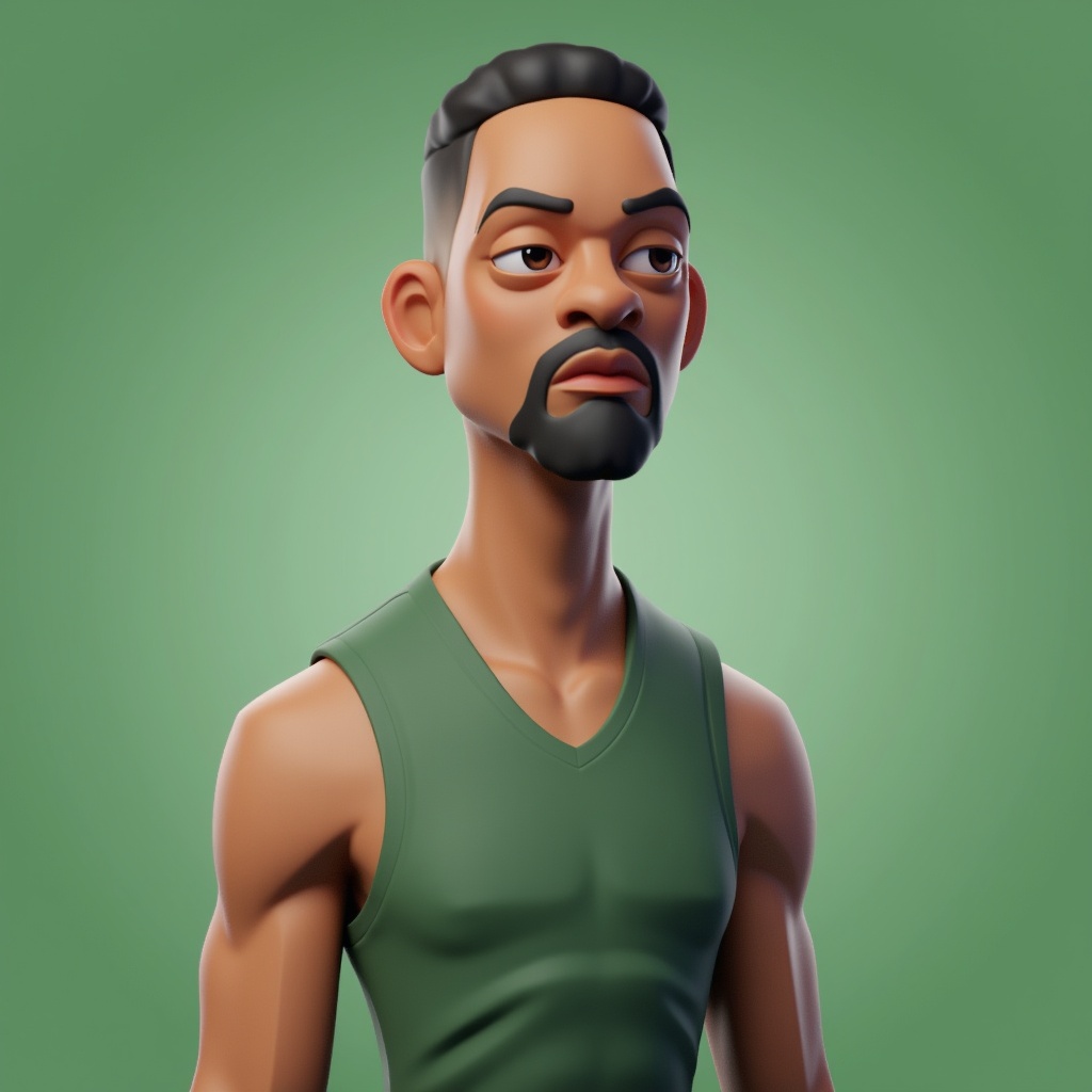 purys0eg,  3D cartoon of (upperbody shot) Will Smith. the background is sage green,  in the style of t0k on Tensor.Art