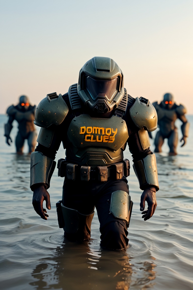 doomguy plunges into the water.,  drkbh on Tensor.Art