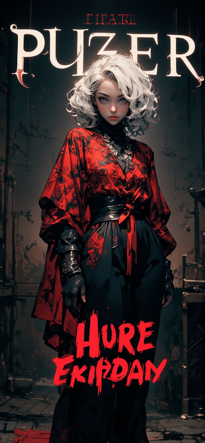 ((((dramatic)))),  ((((gritty))),  (((intense))) film poster with a young woman as the central character. She stands confi...