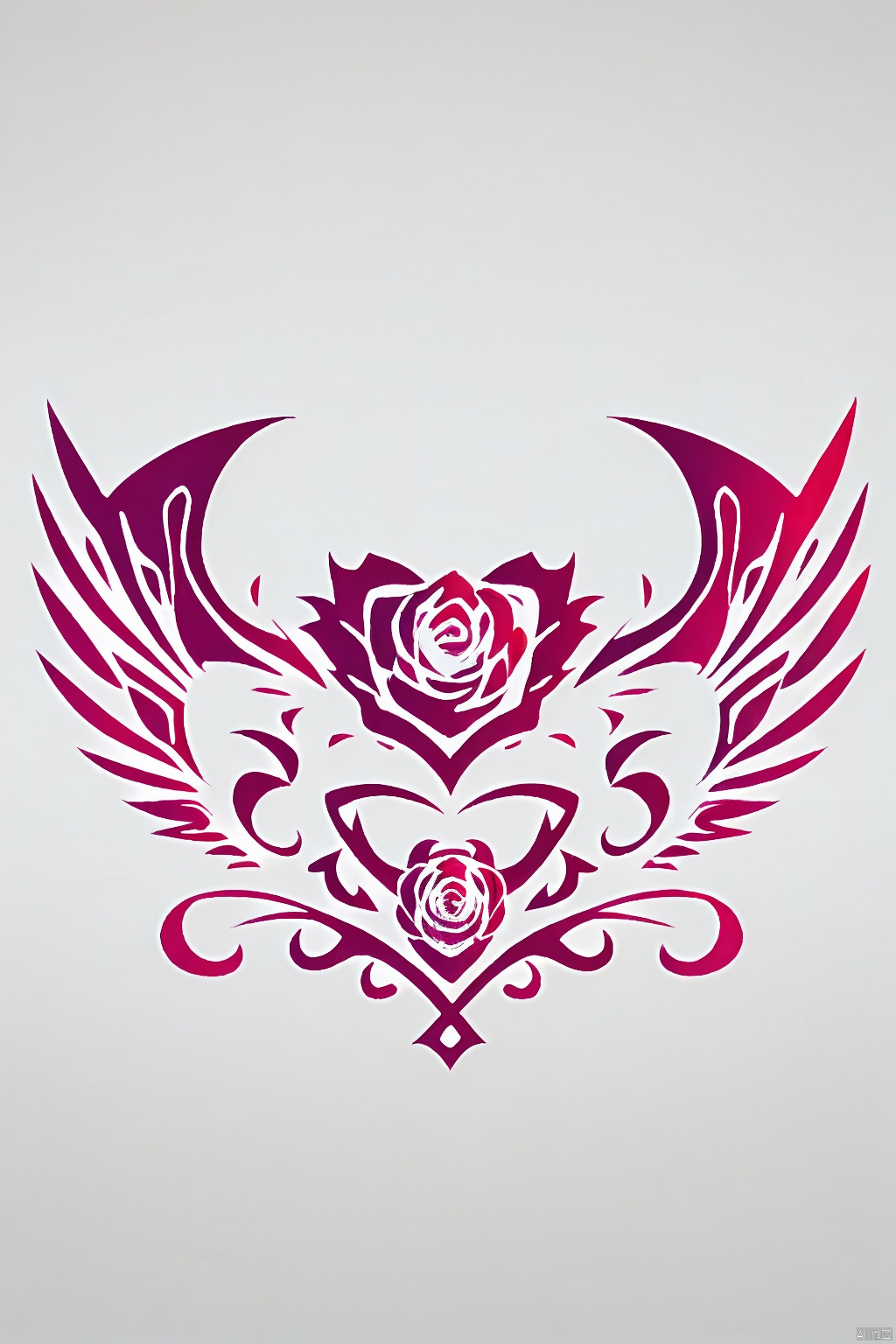  simple background, white background, flower, wings, no humans, rose, pink flower, pink rose,qfl,Emblem pattern