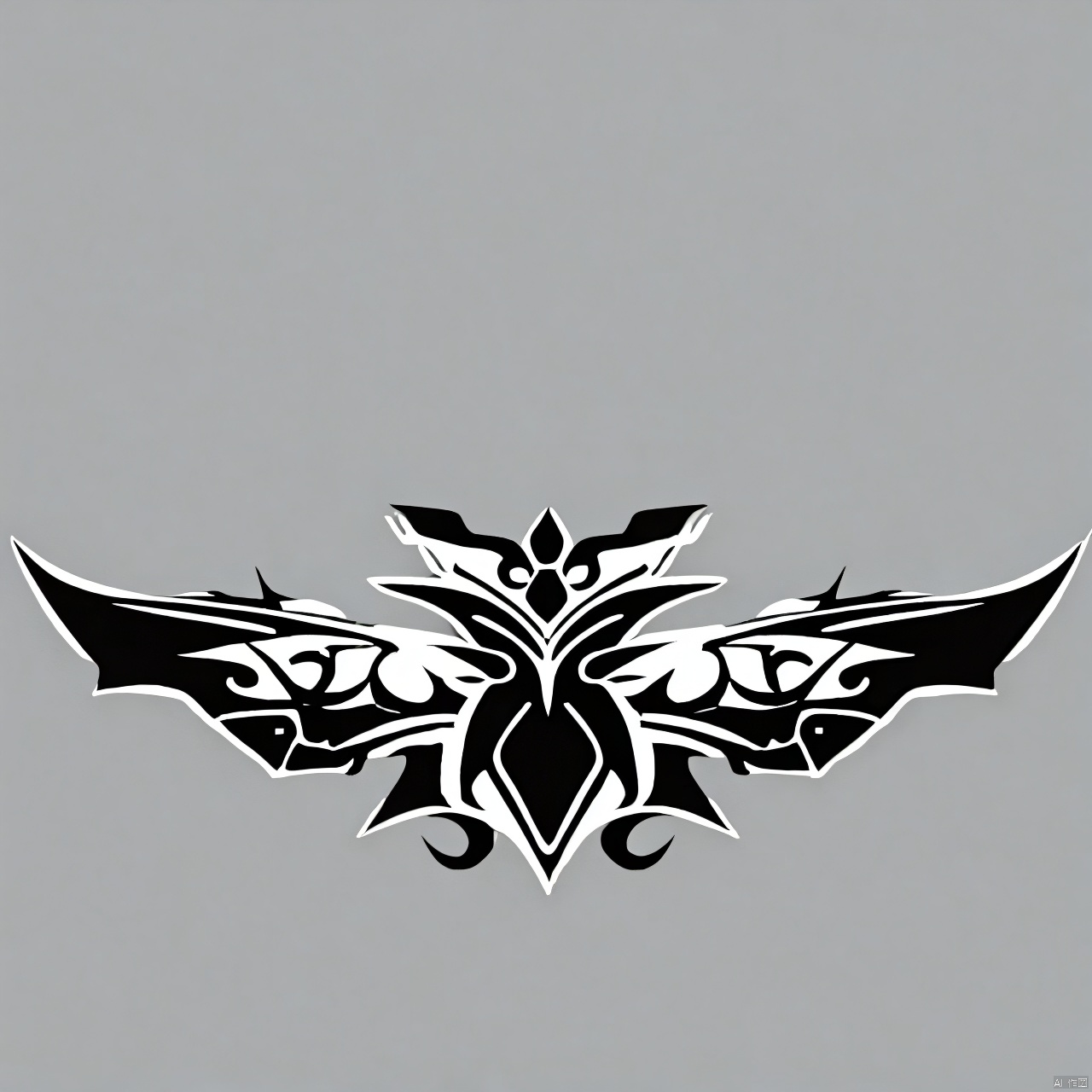 solo, simple background, white background, monochrome, greyscale, wings, no humans,qfl,Emblem pattern