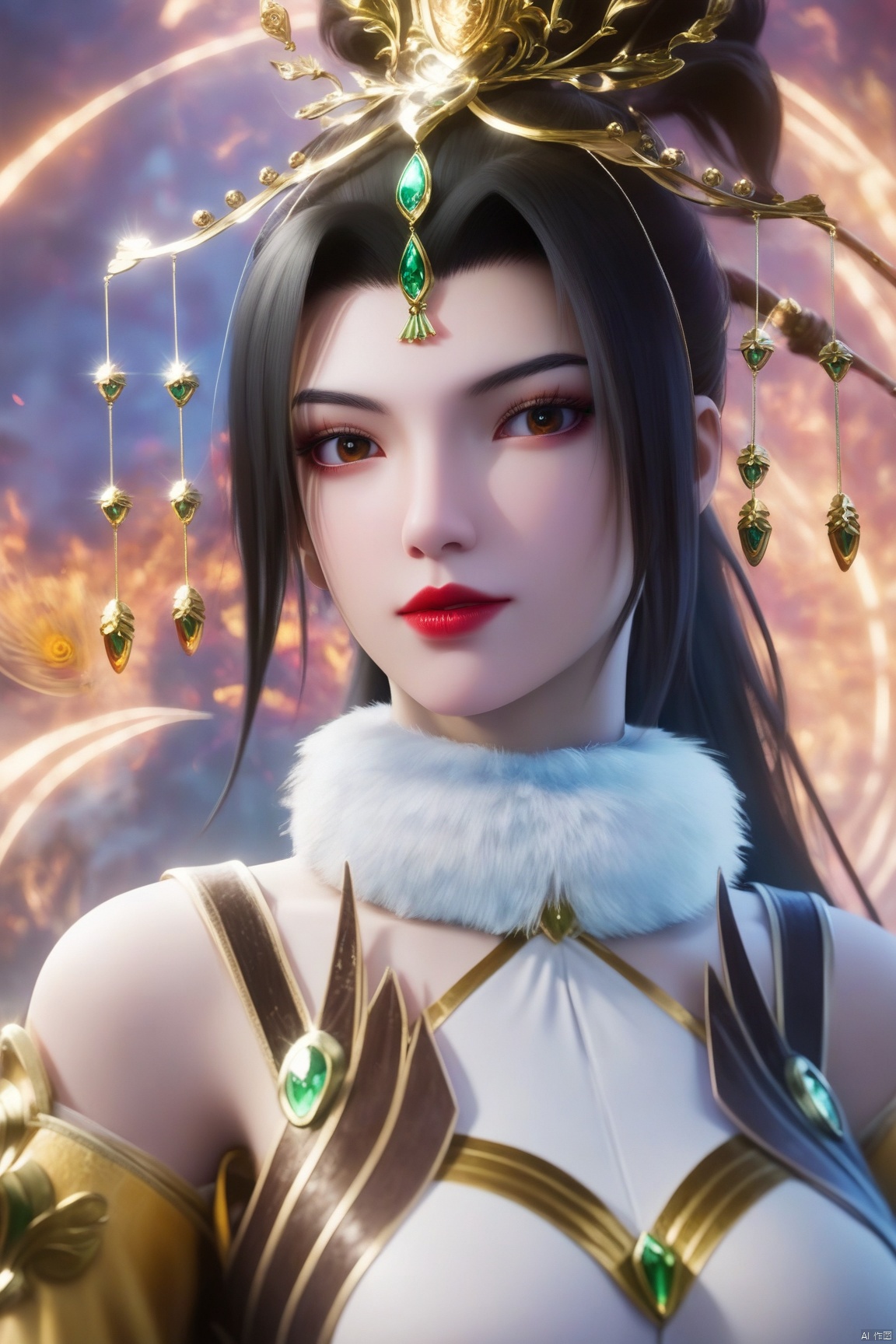 score_9, score_8_up, score_7_up,highly detailed digital, 1girl, solo, long hair, breasts, looking at viewer, black hair, bare shoulders, brown eyes, upper body, ponytail, off shoulder, lips, eyelashes, makeup, high ponytail, lipstick, red lips ,ultra detailed background,ultra detailed background,ultra realistic 8k cg, ,masterpiece,xiaobai