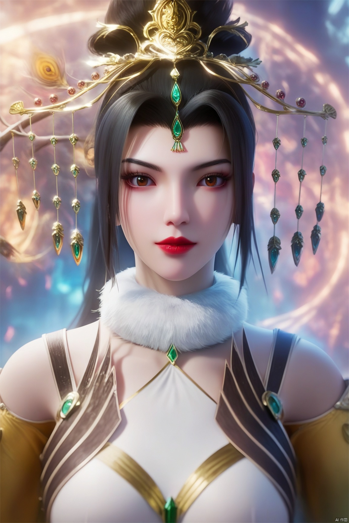 score_9, score_8_up, score_7_up,highly detailed digital, 1girl, solo, long hair, breasts, looking at viewer, black hair, bare shoulders, brown eyes, upper body, ponytail, off shoulder, lips, eyelashes, makeup, high ponytail, lipstick, red lips ,ultra detailed background,ultra detailed background,ultra realistic 8k cg, ,masterpiece,xiaobai