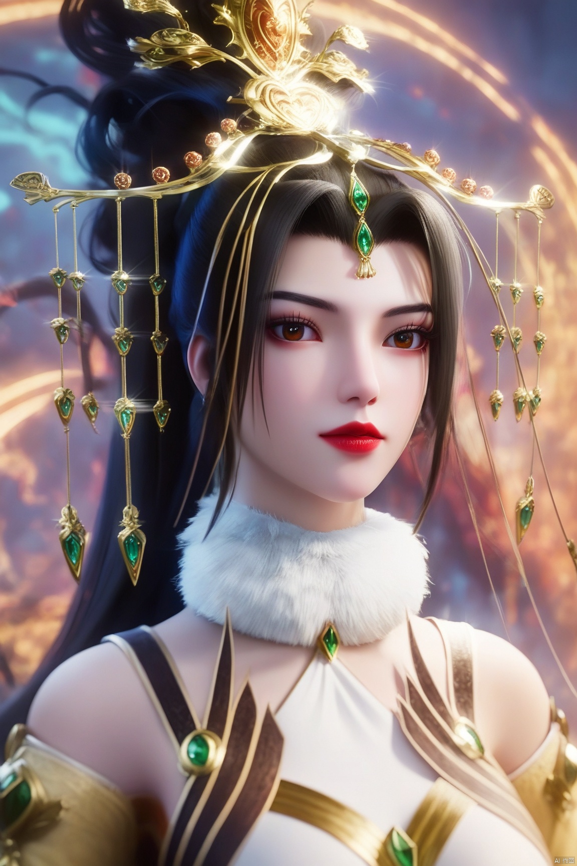 score_9, score_8_up, score_7_up,highly detailed digital, 1girl, solo, long hair, breasts, looking at viewer, black hair, bare shoulders, brown eyes, upper body, ponytail, off shoulder, lips, eyelashes, makeup, high ponytail, lipstick, red lips ,ultra detailed background,ultra detailed background,ultra realistic 8k cg, ,masterpiece,xiaobai