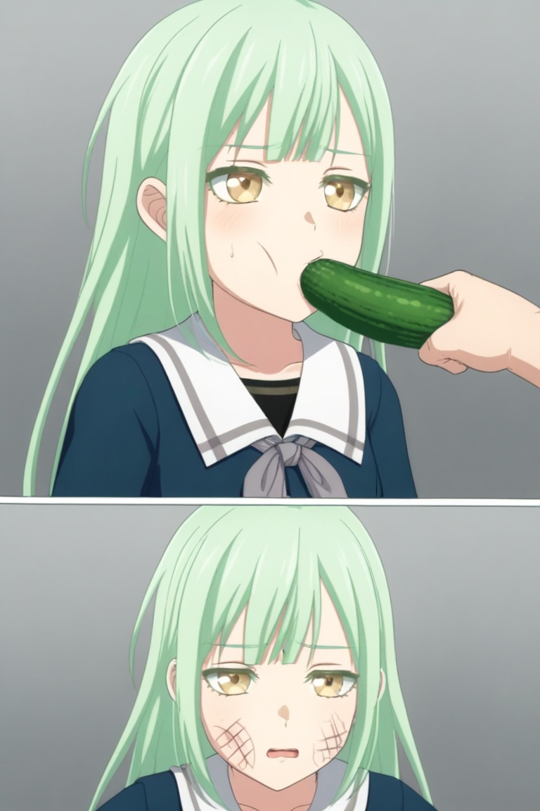Fighting with cucumber in hand,  gherkin,  Mutsumi on Tensor.Art