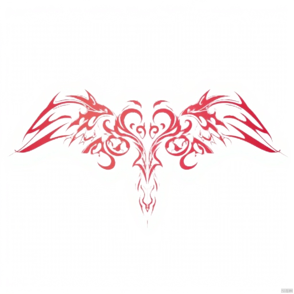 masterpiece,best quality, solo, simple background, white background, monochrome, wings, no humans, flandre scarlet,qfl,Emblem pattern