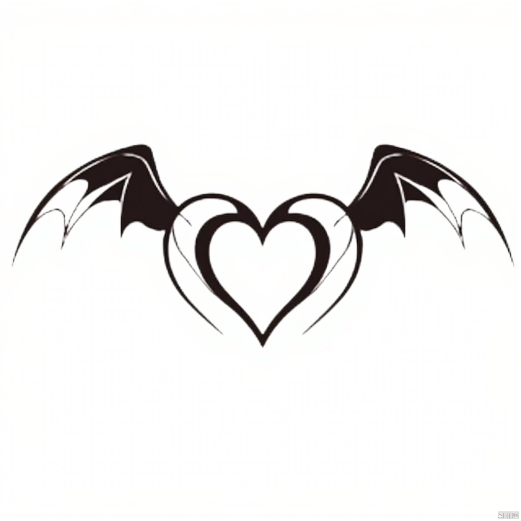 solo, simple background, white background, monochrome, heart, wings, no humans, transparent background, bat wings, head wings, koakuma