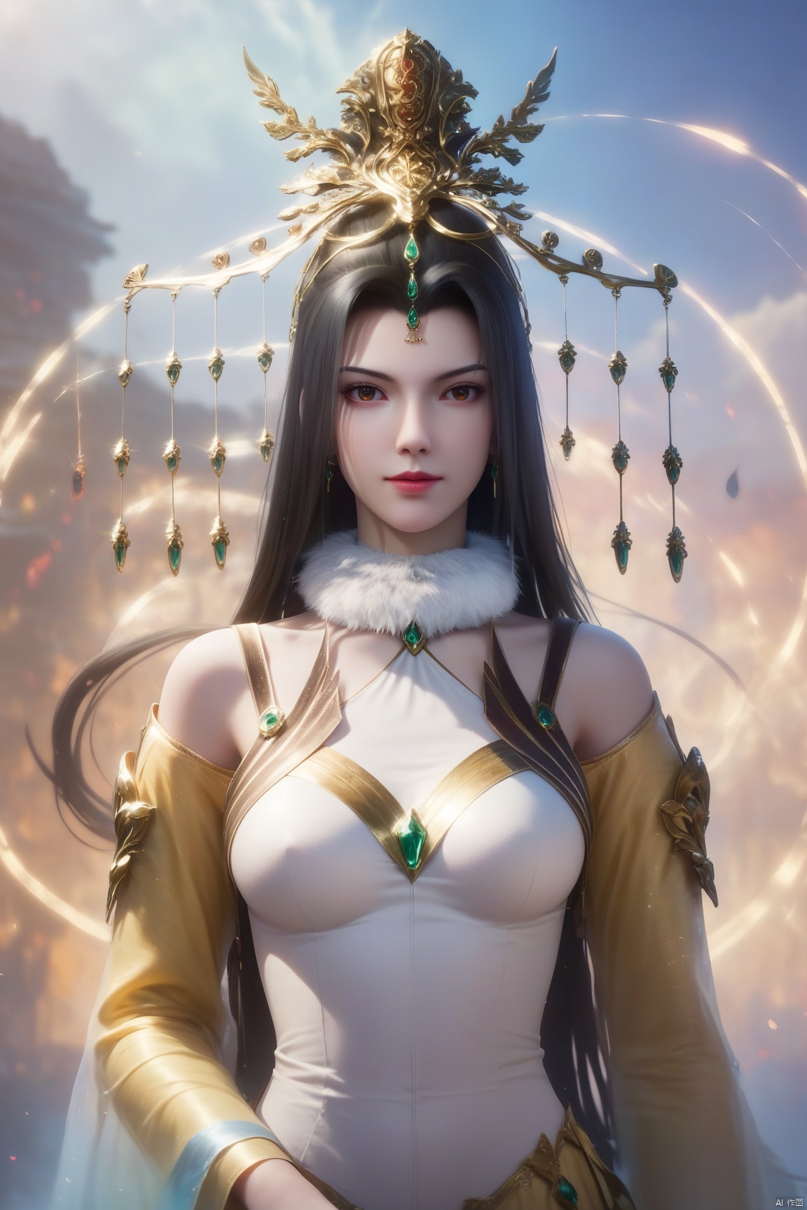 score_9, score_8_up, score_7_up,highly detailed digital, 1girl, solo, long hair, breasts, looking at viewer, black hair, bare shoulders, brown eyes, uper body, off shoulder, ultra detailed background,ultra detailed background,ultra realistic 8k cg, ,masterpiece,